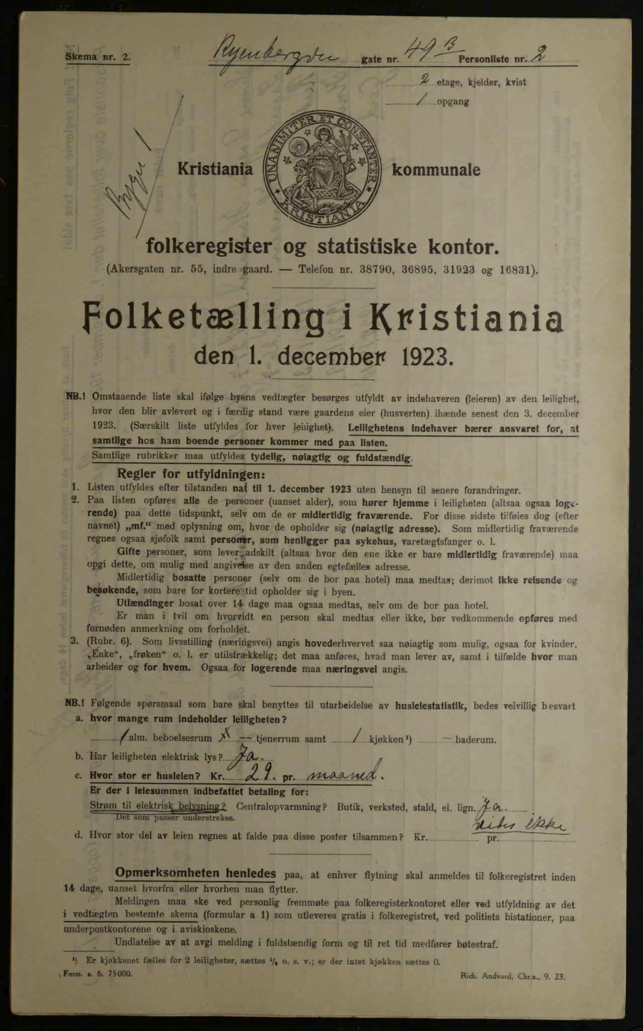 OBA, Municipal Census 1923 for Kristiania, 1923, p. 94717