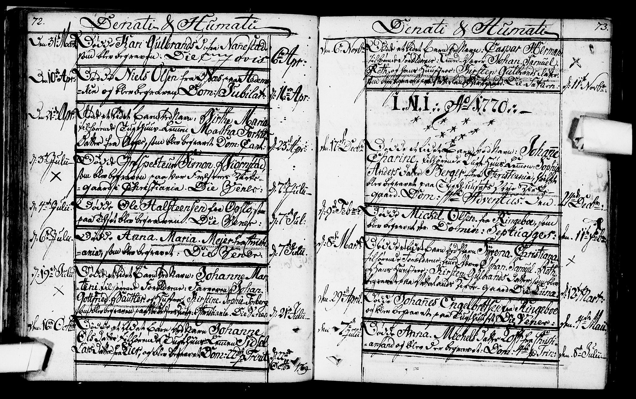 Kristiania tukthusprest Kirkebøker, SAO/A-10881/F/Fa/L0001: Parish register (official) no. 1, 1758-1828, p. 72-73