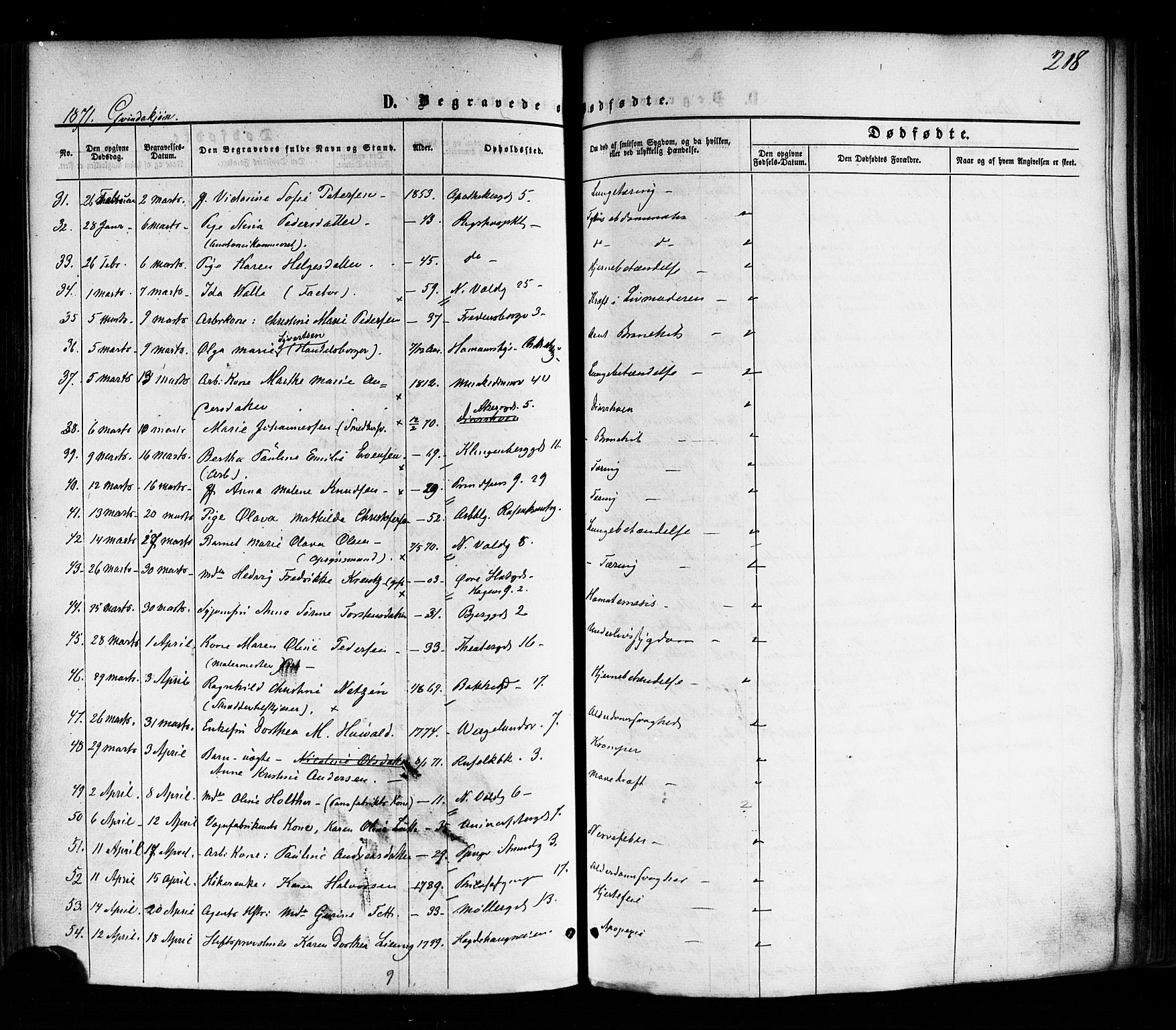 Trefoldighet prestekontor Kirkebøker, AV/SAO-A-10882/F/Fd/L0001: Parish register (official) no. IV 1, 1858-1877, p. 218