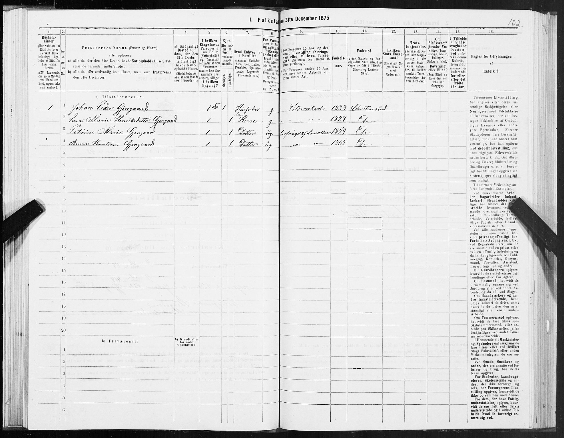 SAT, 1875 census for 1503B Kristiansund/Kristiansund, 1875, p. 2102