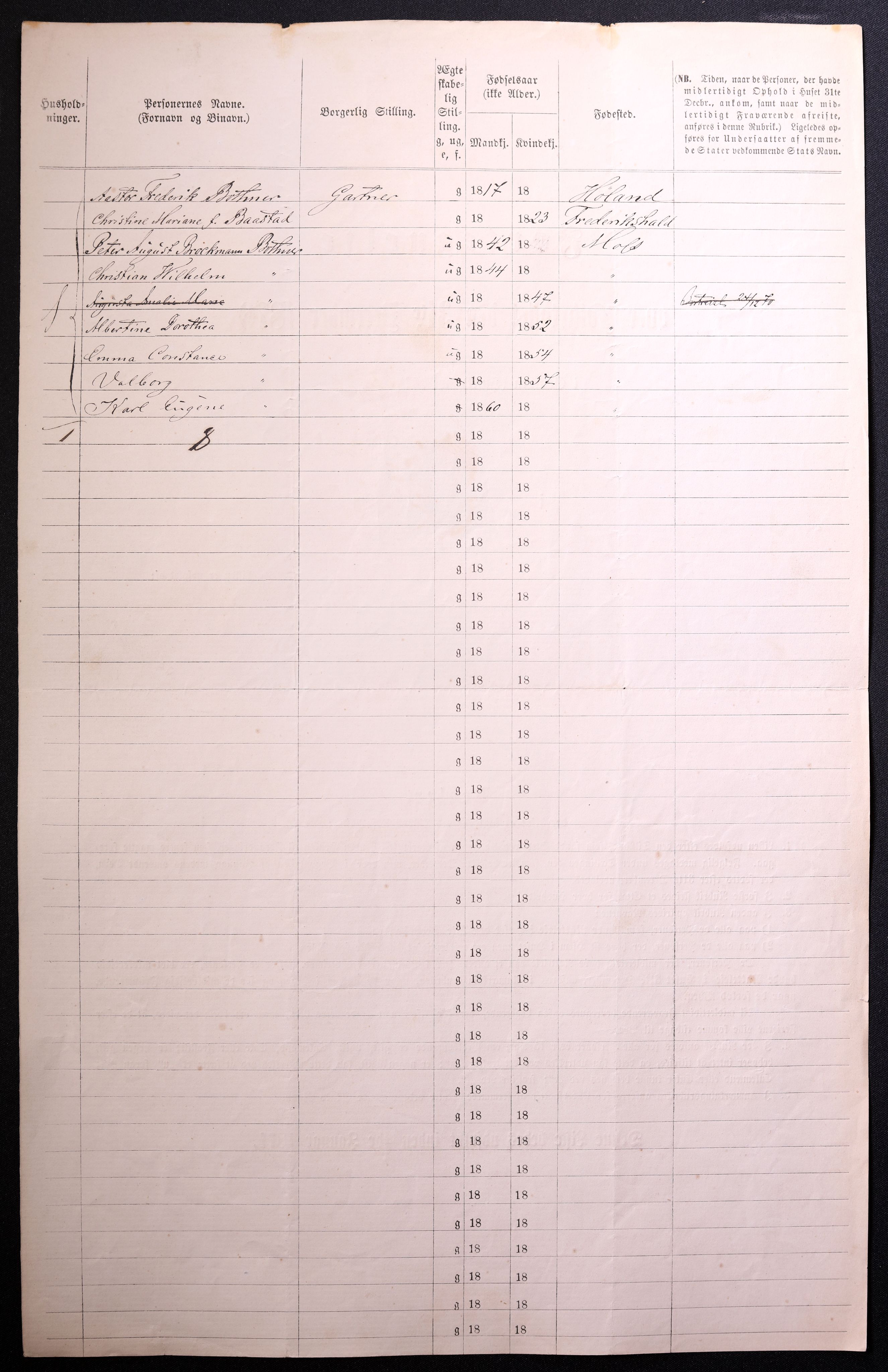 RA, 1870 census for 0104 Moss, 1870, p. 442