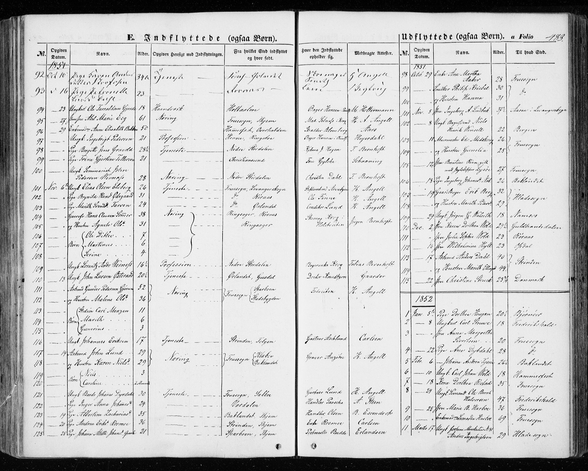 Ministerialprotokoller, klokkerbøker og fødselsregistre - Sør-Trøndelag, SAT/A-1456/601/L0051: Parish register (official) no. 601A19, 1848-1857, p. 483