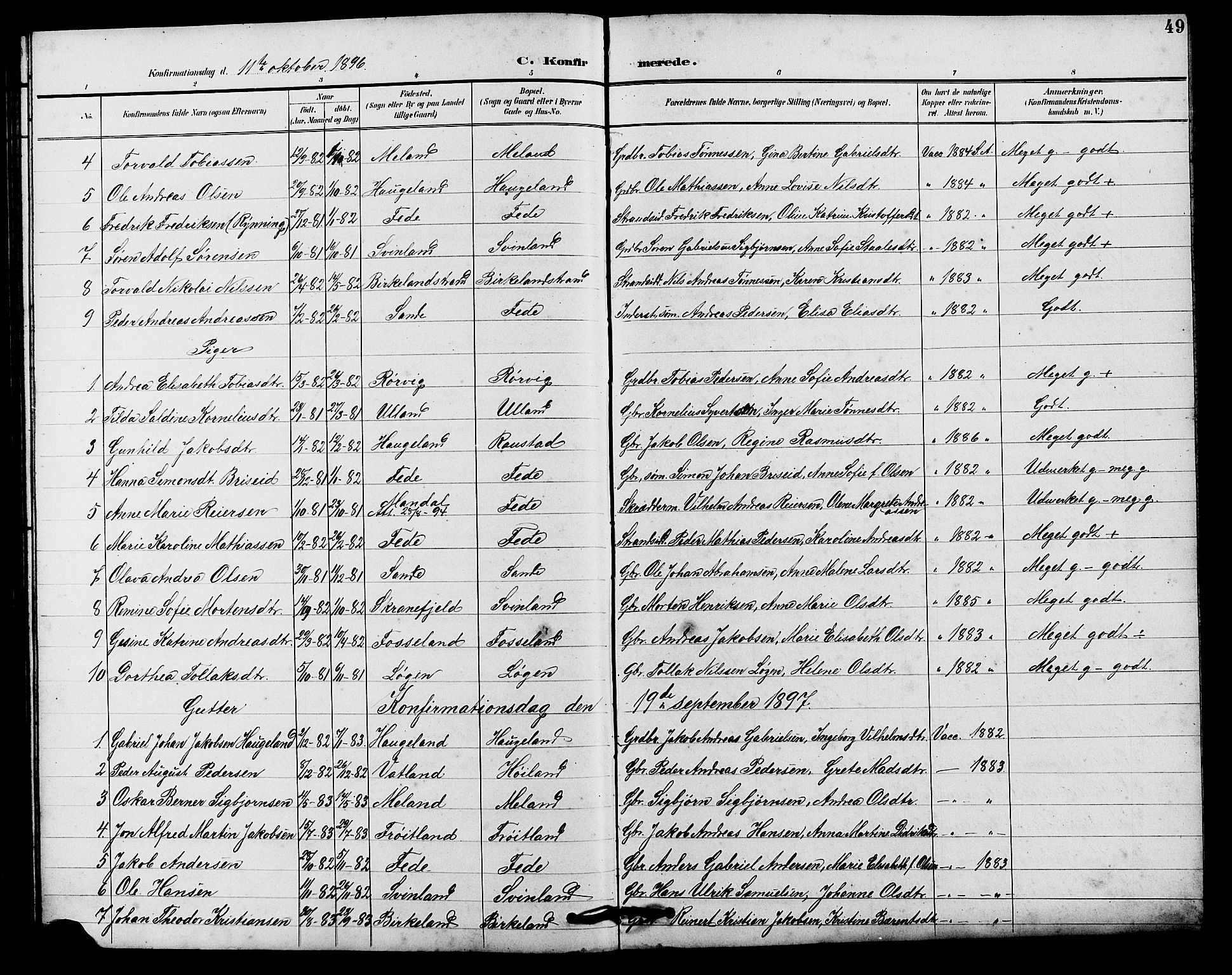 Kvinesdal sokneprestkontor, AV/SAK-1111-0026/F/Fb/Fba/L0004: Parish register (copy) no. B 4, 1894-1909, p. 49