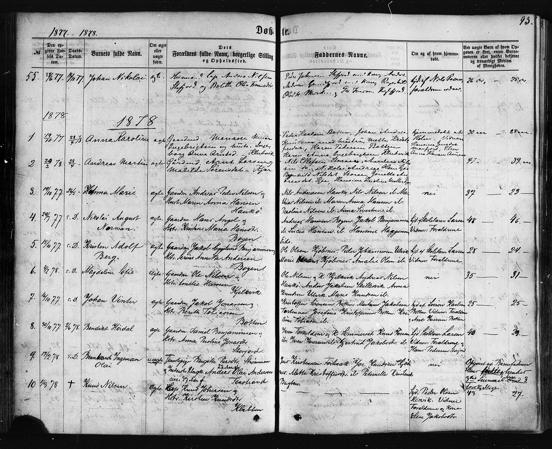 Ministerialprotokoller, klokkerbøker og fødselsregistre - Nordland, AV/SAT-A-1459/861/L0867: Parish register (official) no. 861A02, 1864-1878, p. 93