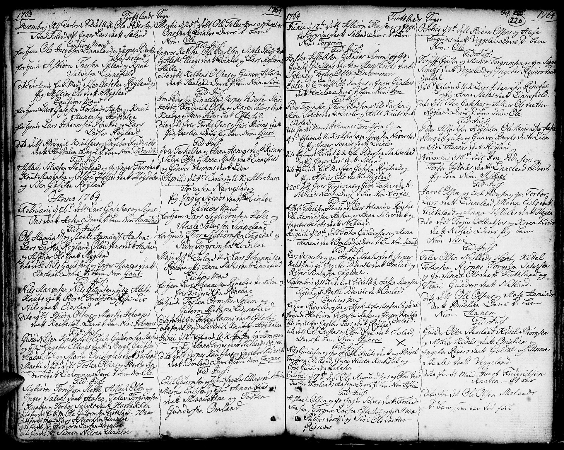 Hægebostad sokneprestkontor, SAK/1111-0024/F/Fa/Faa/L0001: Parish register (official) no. A 1 /3, 1760-1826, p. 220