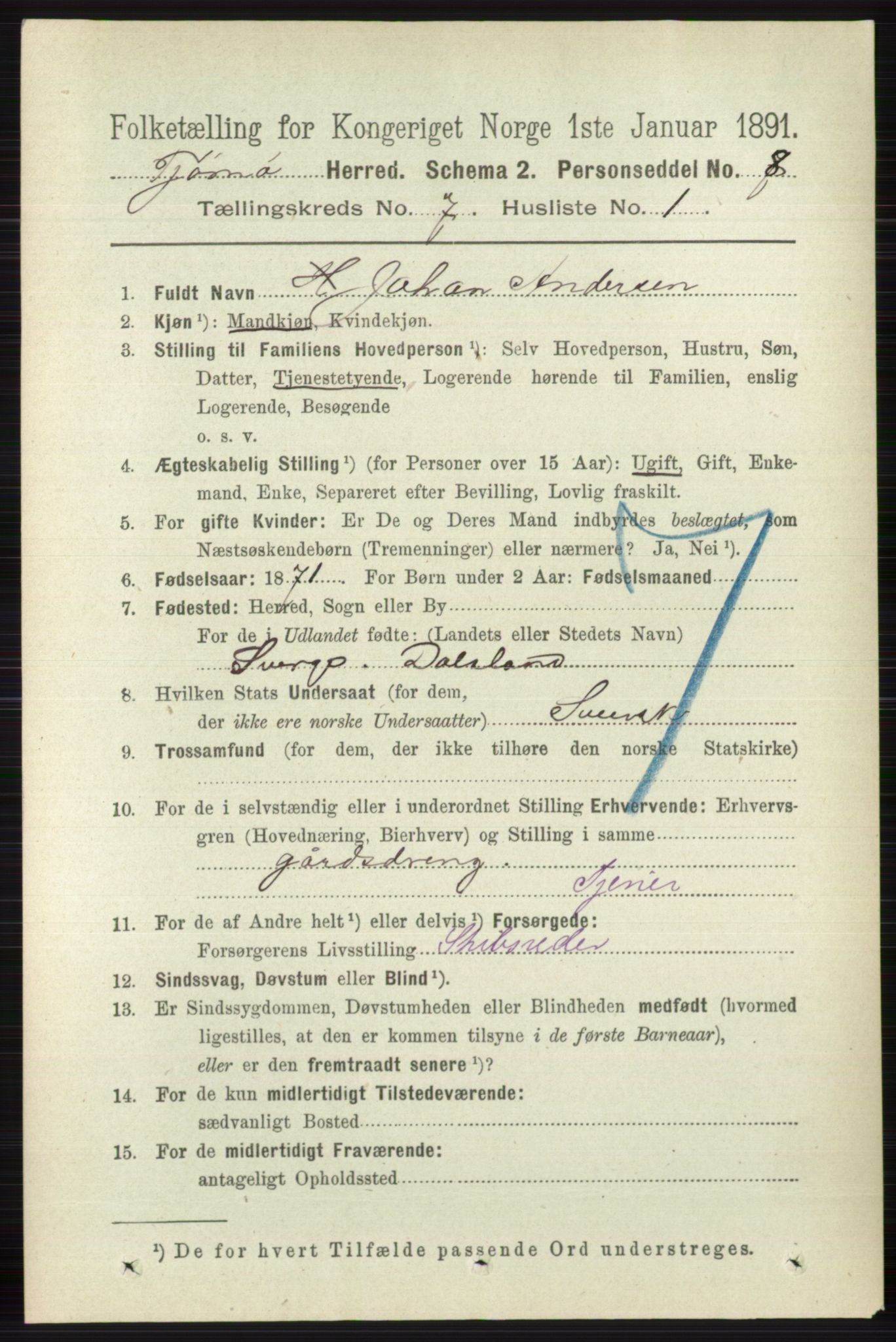 RA, 1891 census for 0723 Tjøme, 1891, p. 2467