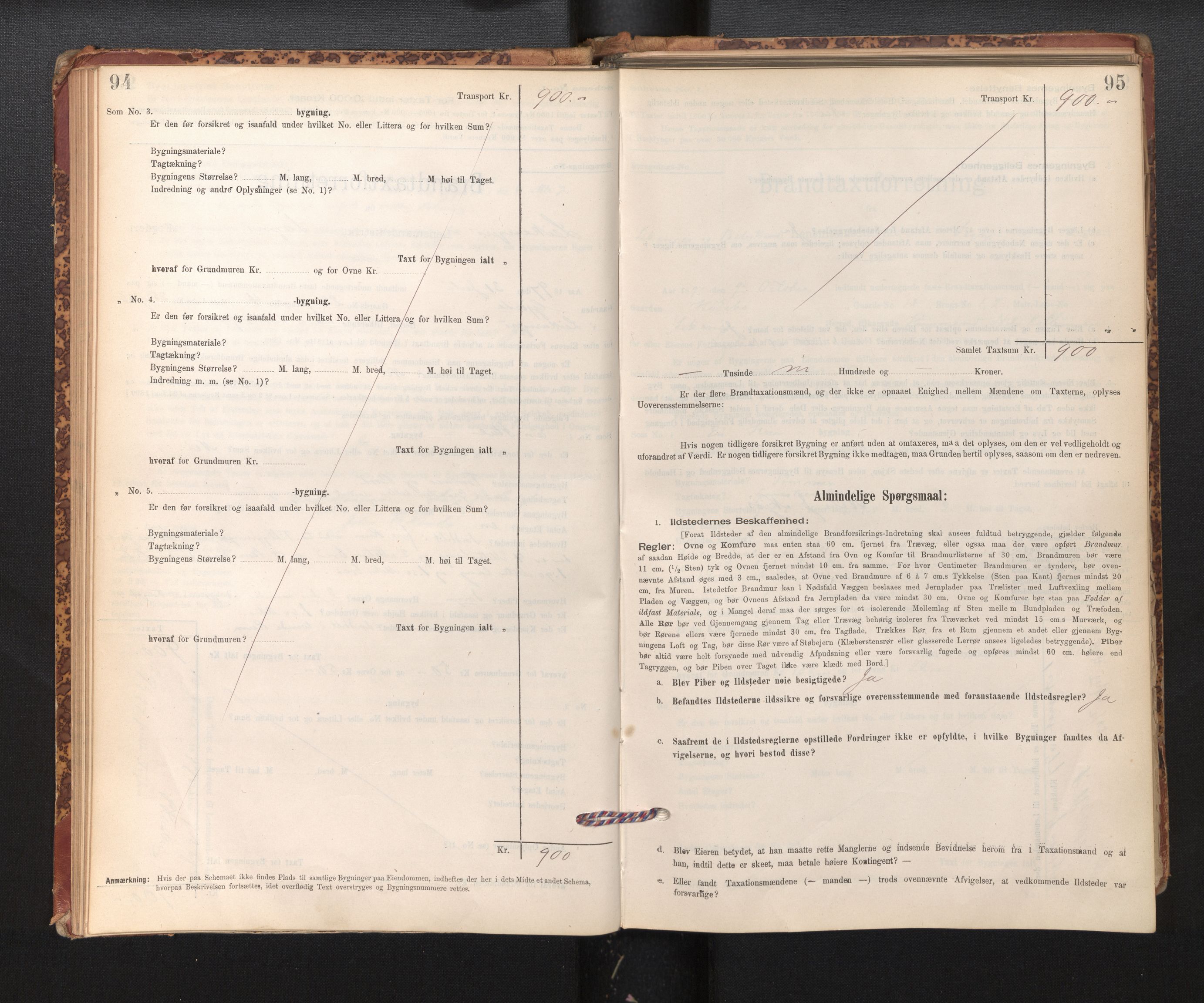 Lensmannen i Leikanger, AV/SAB-A-29201/0012/L0004: Branntakstprotokoll, skjematakst, 1894-1903, p. 94-95