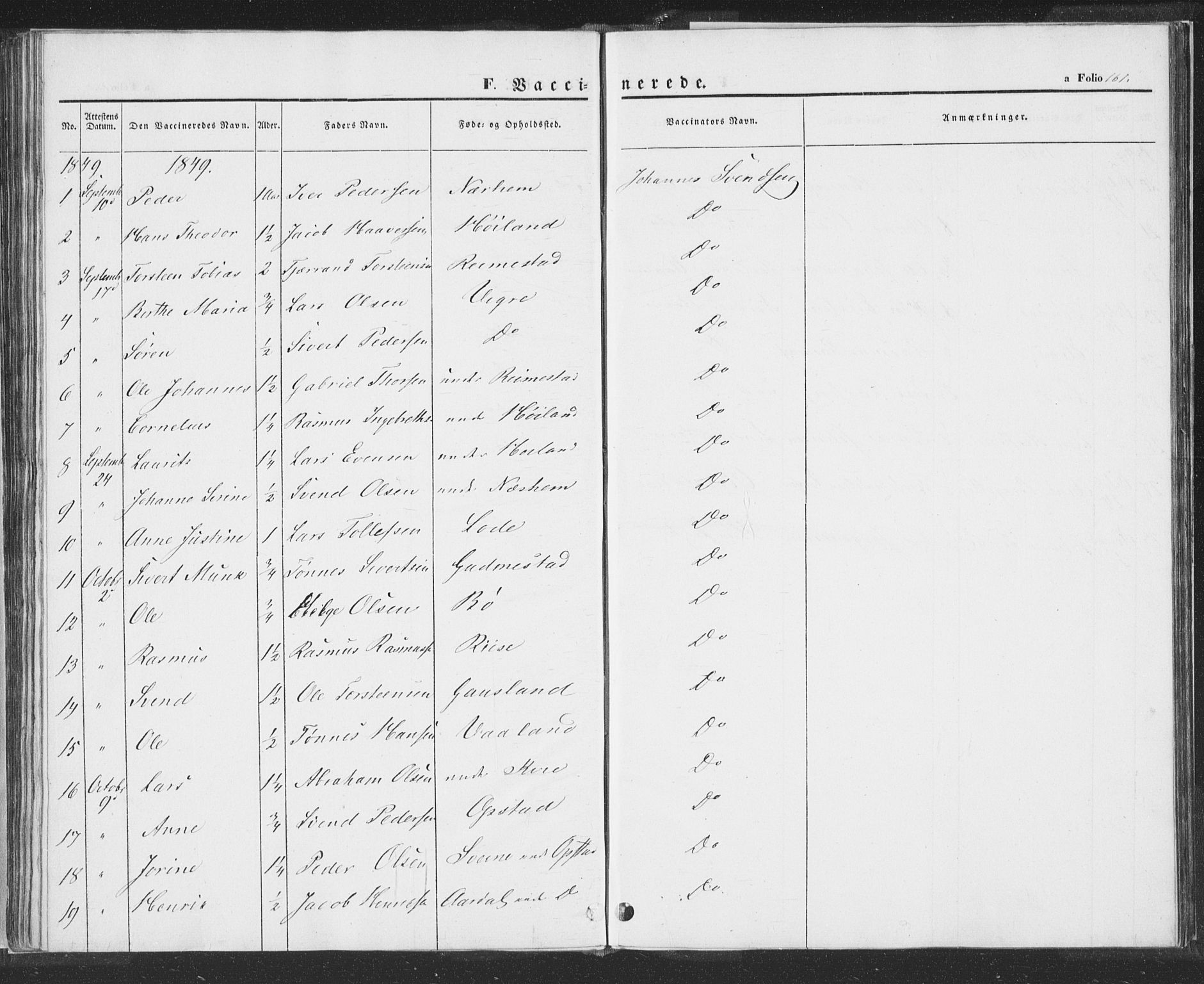 Hå sokneprestkontor, AV/SAST-A-101801/001/30BA/L0006: Parish register (official) no. A 5, 1842-1853, p. 161