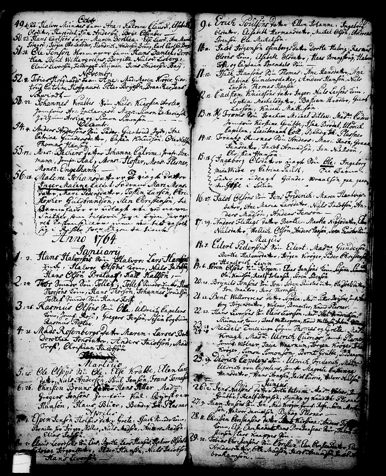 Skien kirkebøker, SAKO/A-302/G/Ga/L0001: Parish register (copy) no. 1, 1756-1791, p. 80