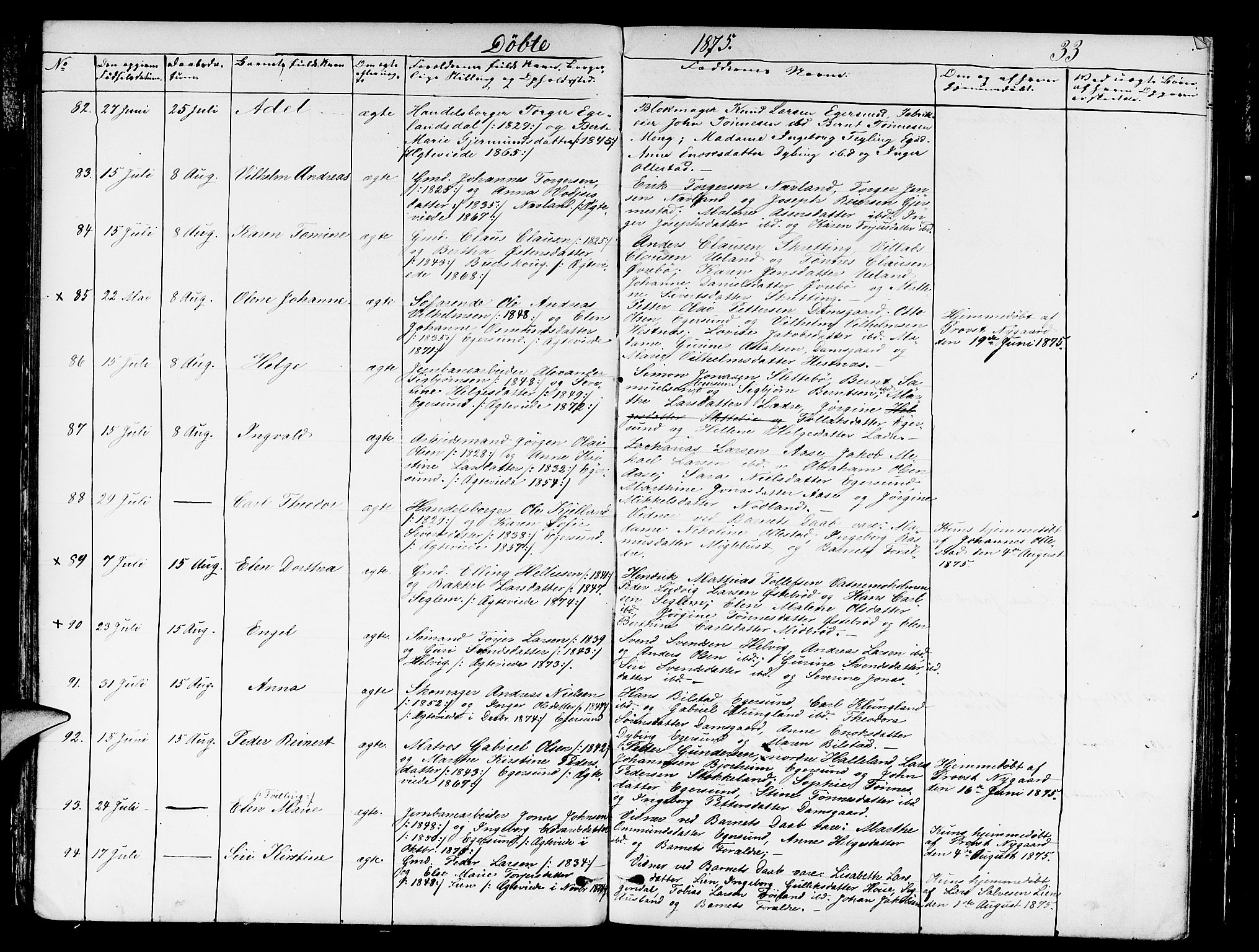 Eigersund sokneprestkontor, AV/SAST-A-101807/S09/L0005: Parish register (copy) no. B 5, 1872-1881, p. 33