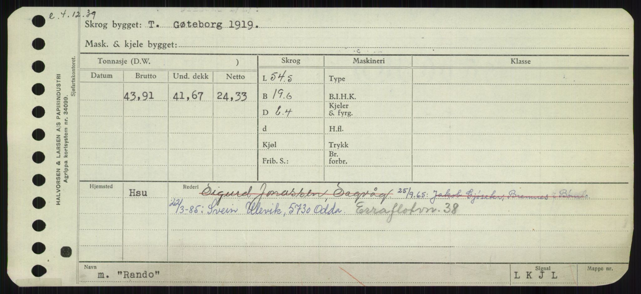 Sjøfartsdirektoratet med forløpere, Skipsmålingen, AV/RA-S-1627/H/Ha/L0004/0002: Fartøy, Mas-R / Fartøy, Odin-R, p. 527