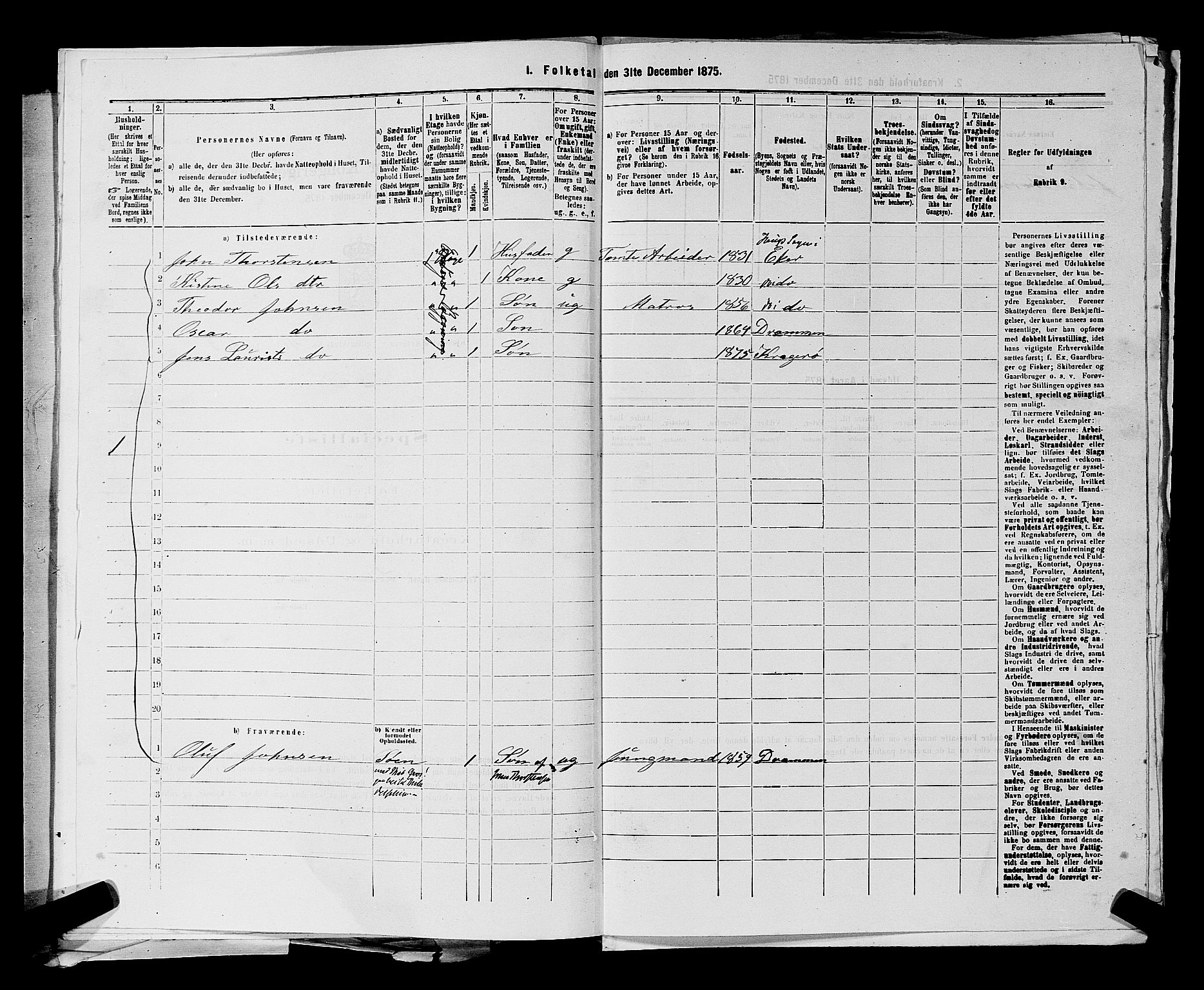 SAKO, 1875 census for 0801P Kragerø, 1875, p. 912