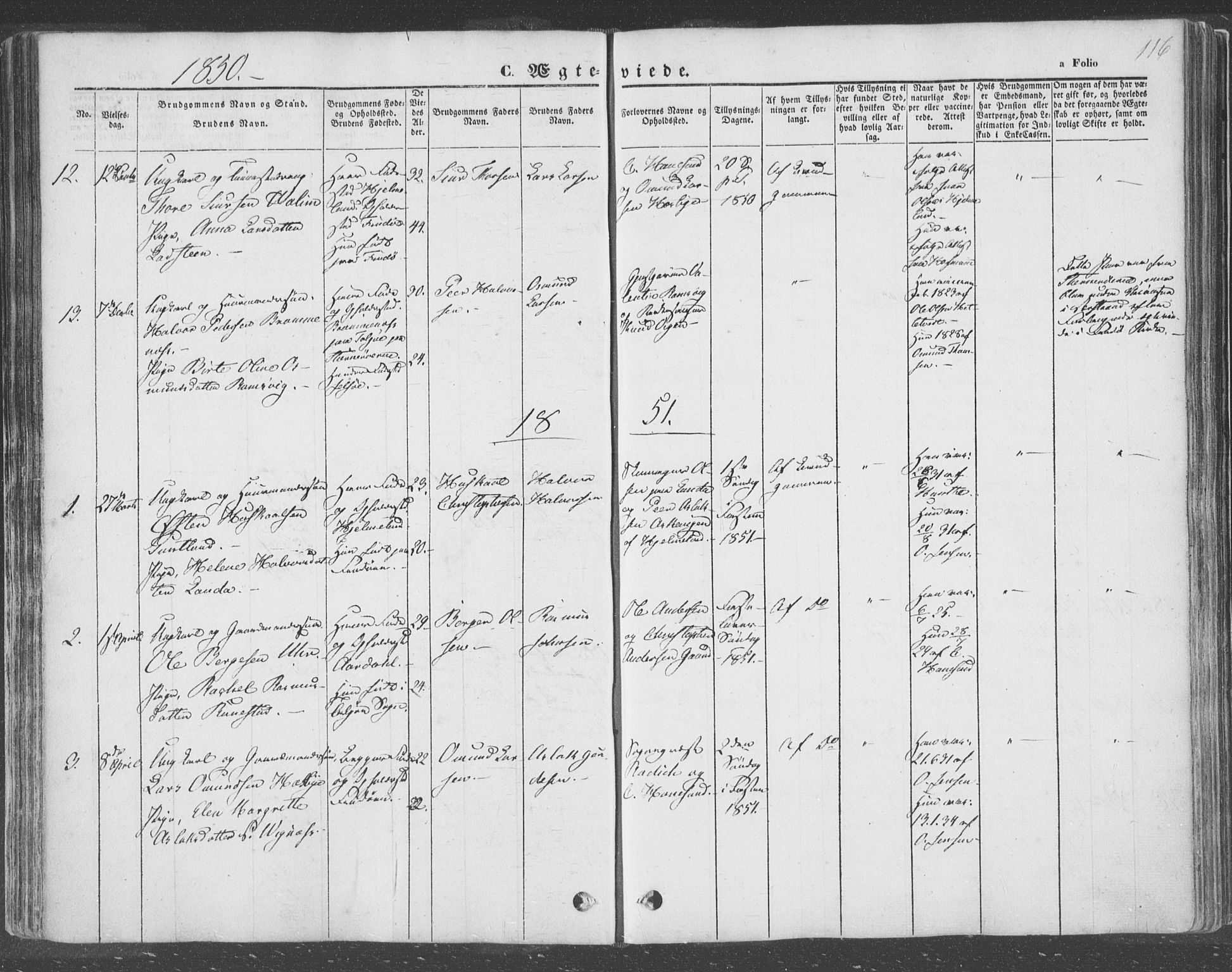 Finnøy sokneprestkontor, SAST/A-101825/H/Ha/Haa/L0007: Parish register (official) no. A 7, 1847-1862, p. 116