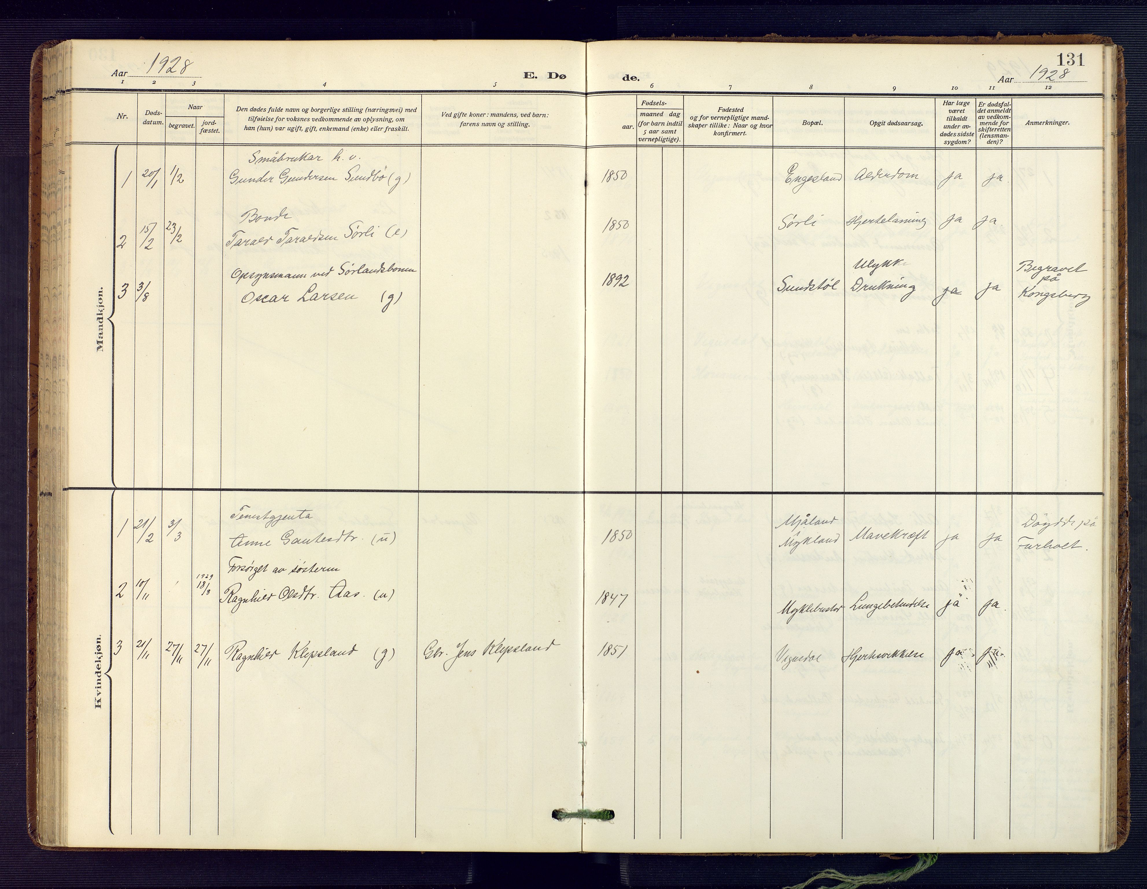 Herefoss sokneprestkontor, SAK/1111-0019/F/Fa/Fab/L0005: Parish register (official) no. A 5, 1910-1932, p. 131