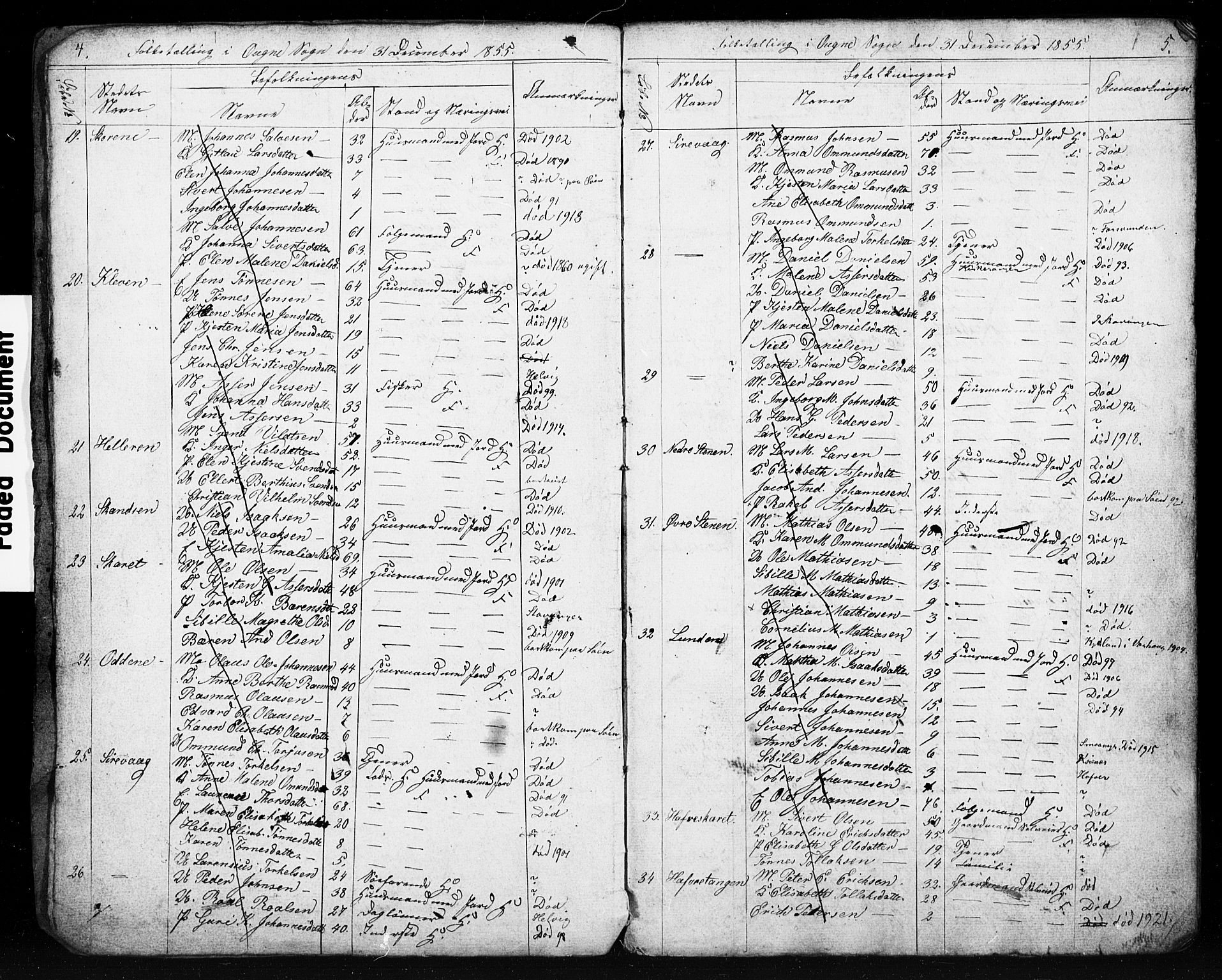 , Census 1855 for Eigersund/Ogna, 1855, p. 4