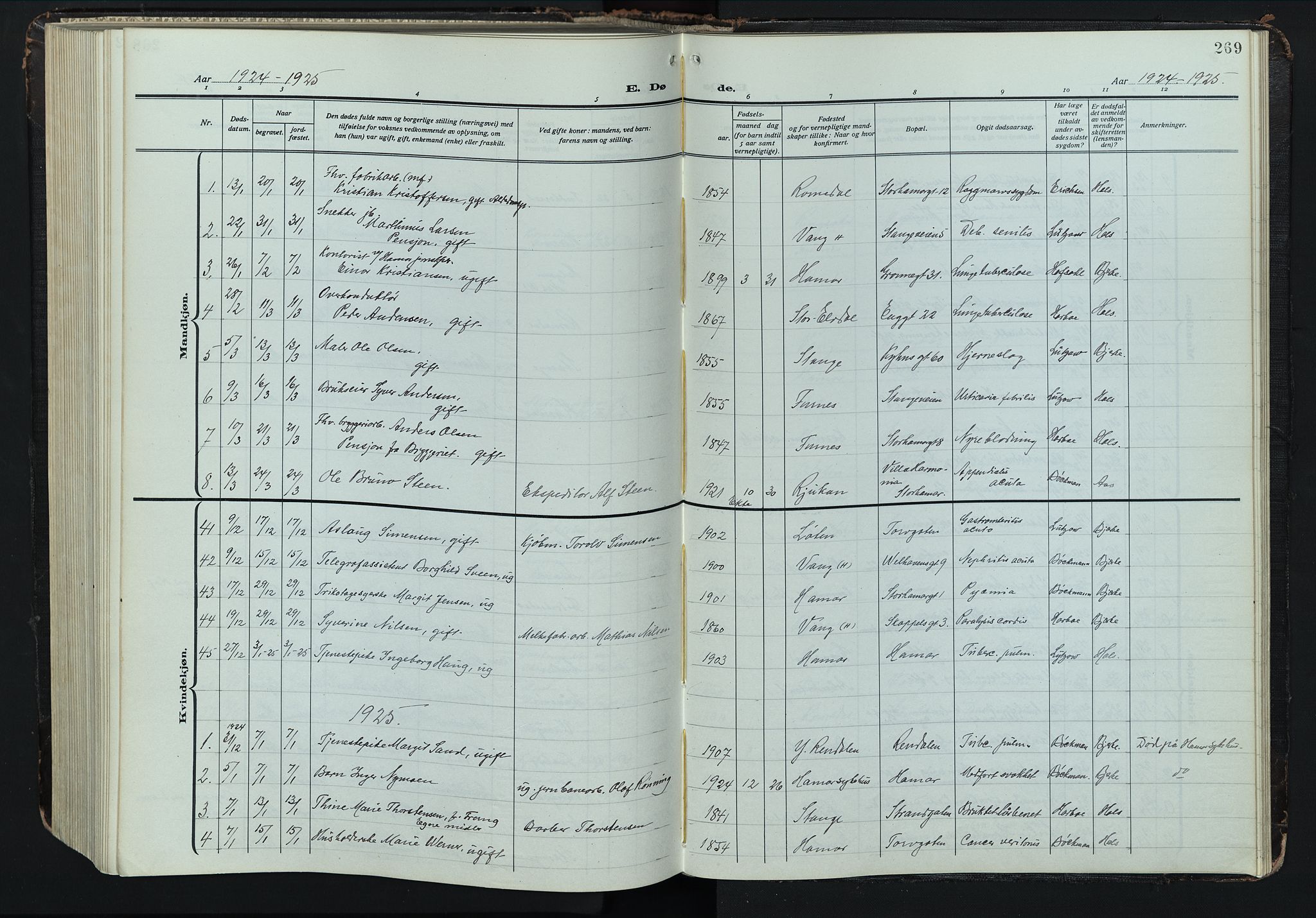 Hamar prestekontor, AV/SAH-DOMPH-002/H/Ha/Hab/L0004: Parish register (copy) no. 4, 1915-1942, p. 269