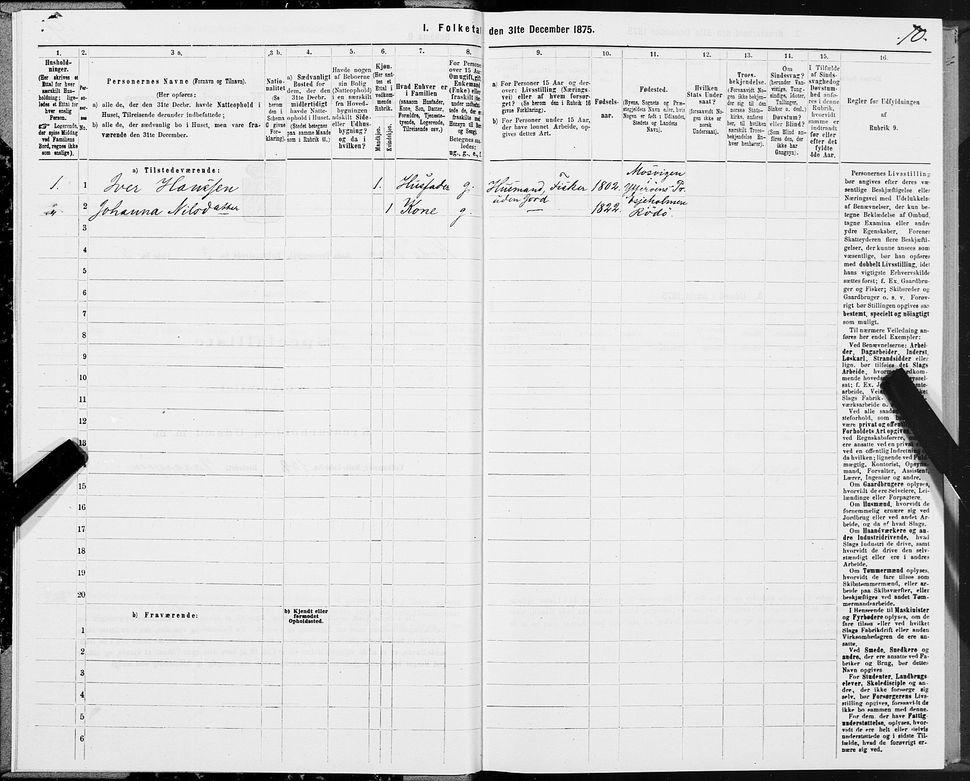SAT, 1875 census for 1836P Rødøy, 1875, p. 2010