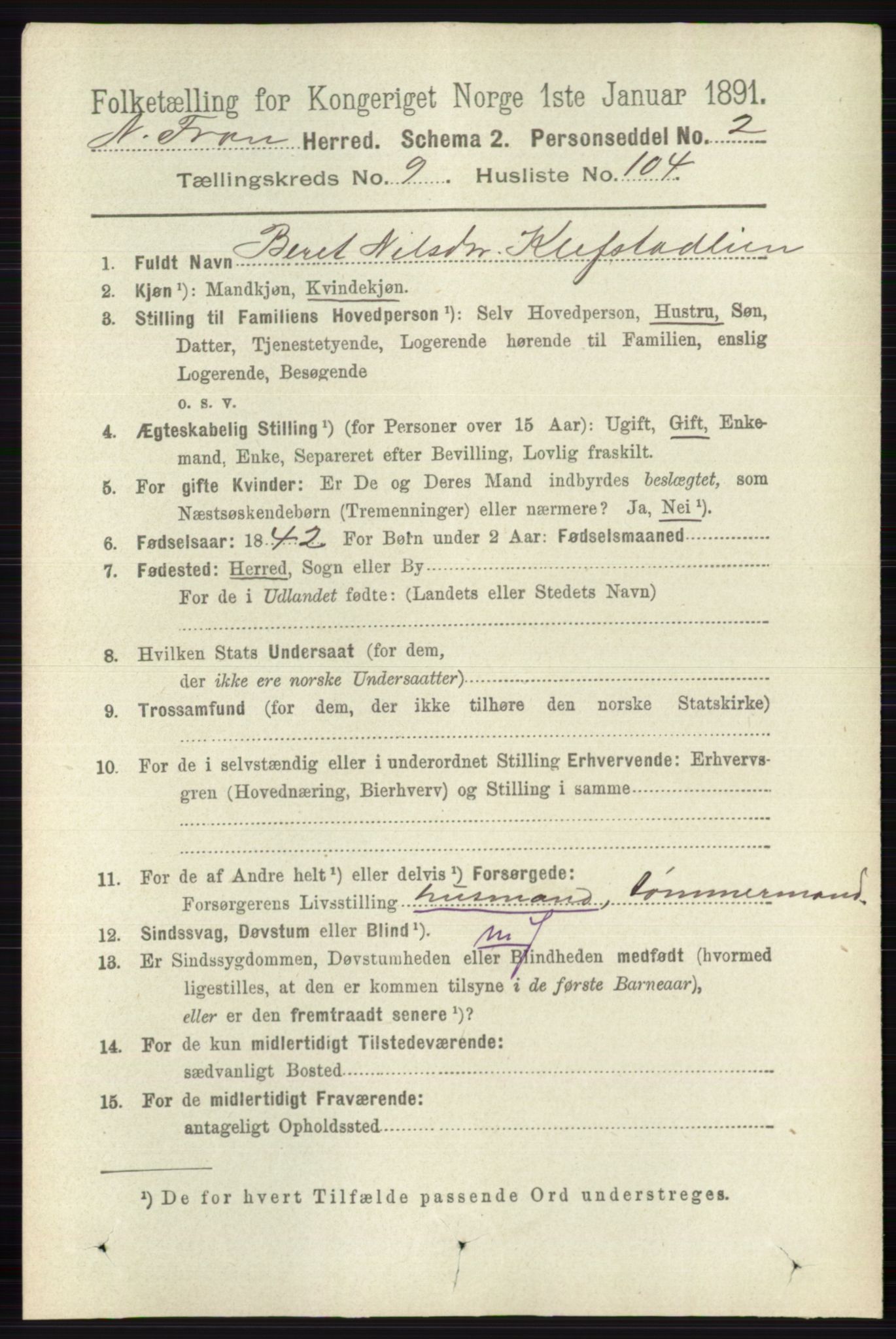 RA, 1891 census for 0518 Nord-Fron, 1891, p. 4271