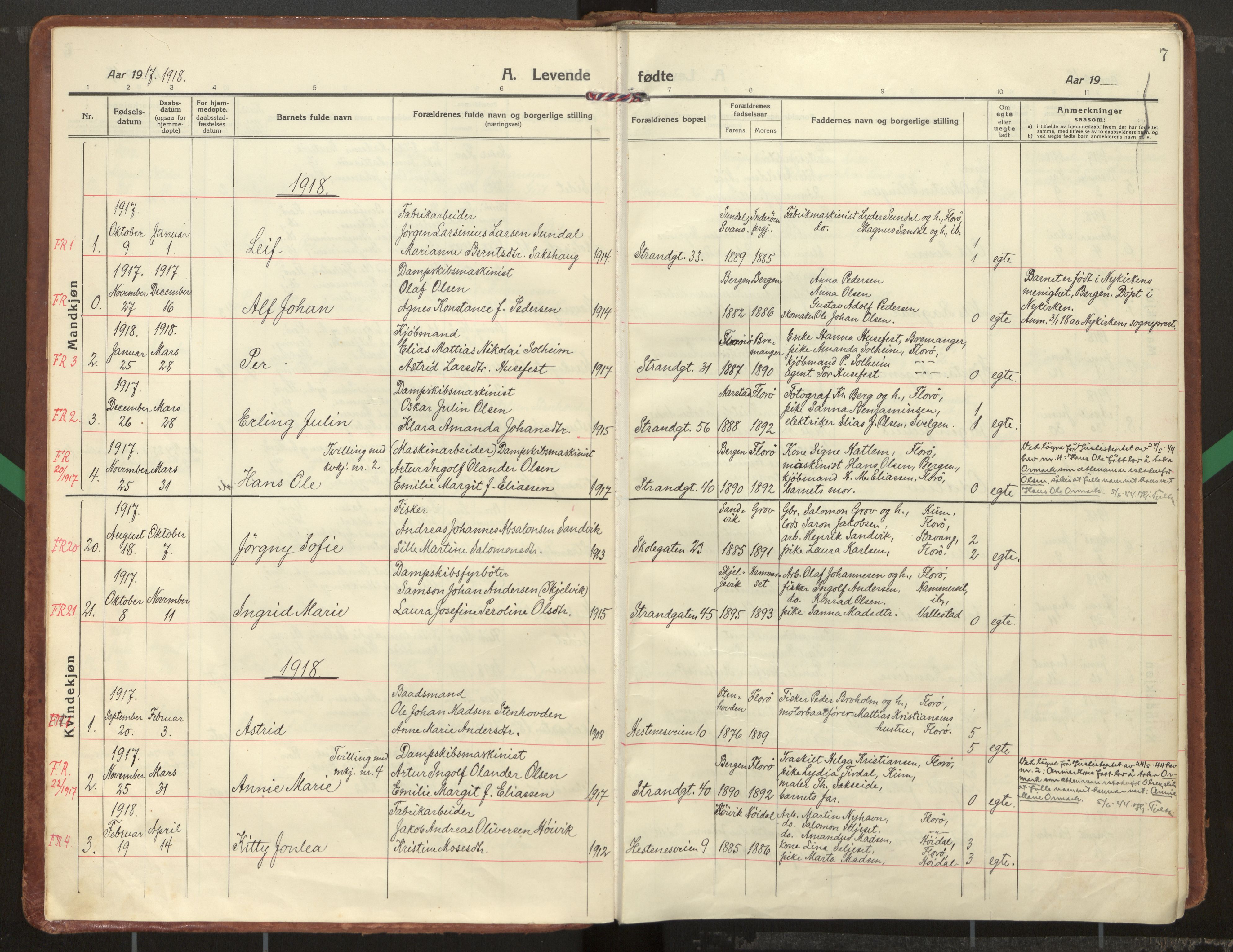 Kinn sokneprestembete, AV/SAB-A-80801/H/Haa/Haac/L0003: Parish register (official) no. C 3, 1917-1934, p. 7