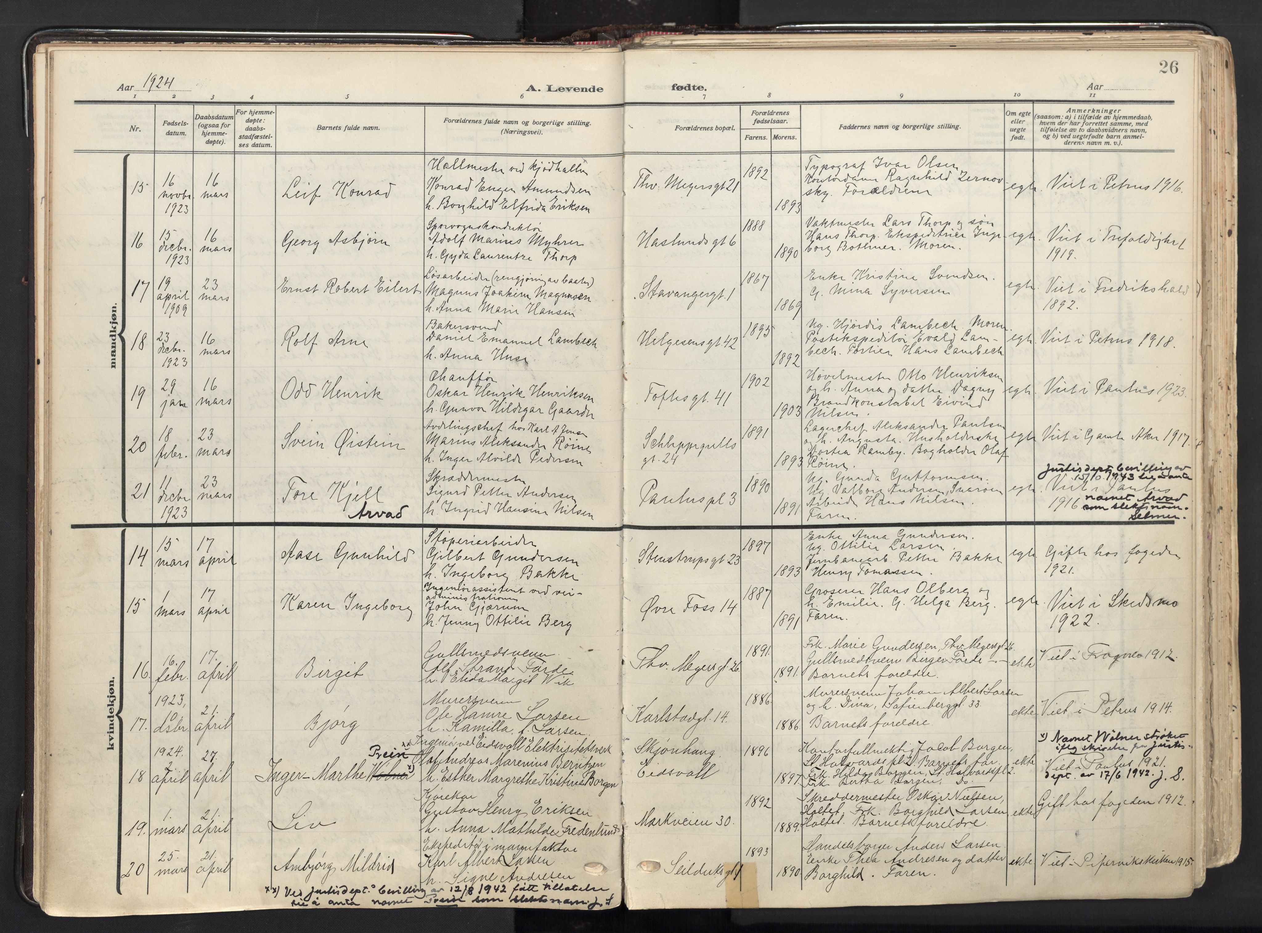 Paulus prestekontor Kirkebøker, AV/SAO-A-10871/F/Fa/L0027: Parish register (official) no. 27, 1922-1945, p. 26