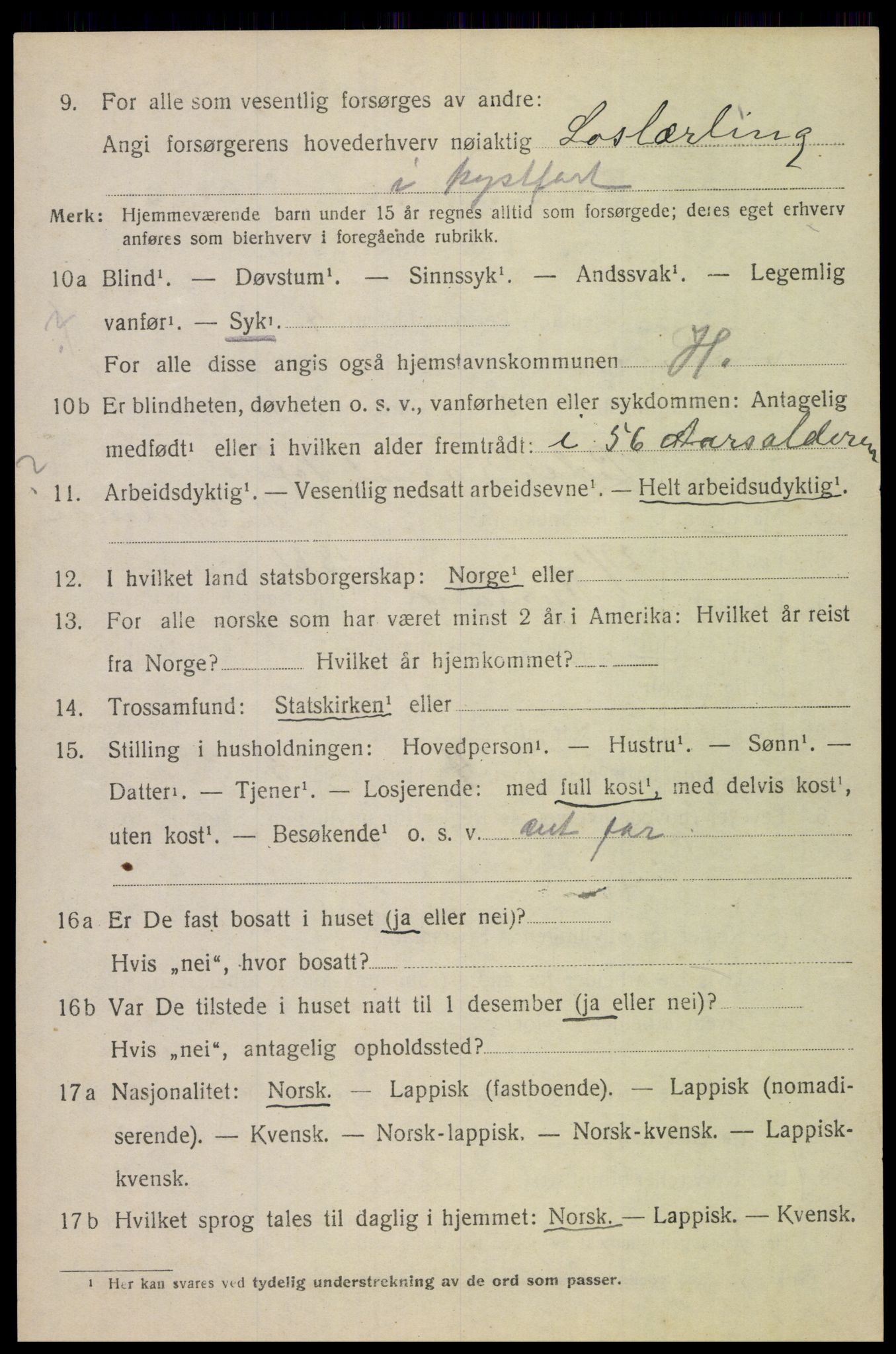 SAT, 1920 census for Hadsel, 1920, p. 6885