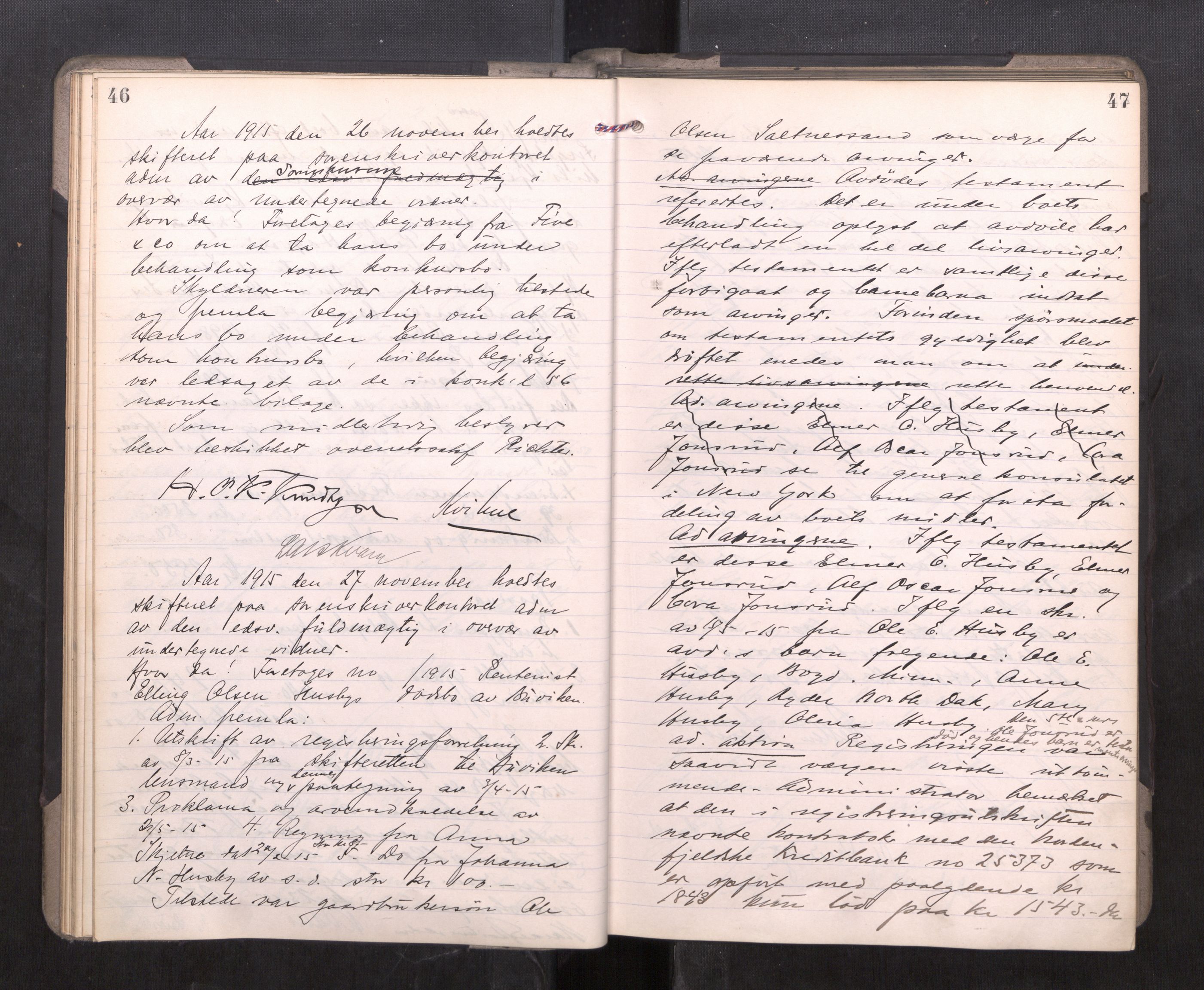 Strinda og Selbu sorenskriveri, AV/SAT-A-0015/3/3B/L0012: Skifteforhandlingsprot. 12, 1915-1919, p. 46-47