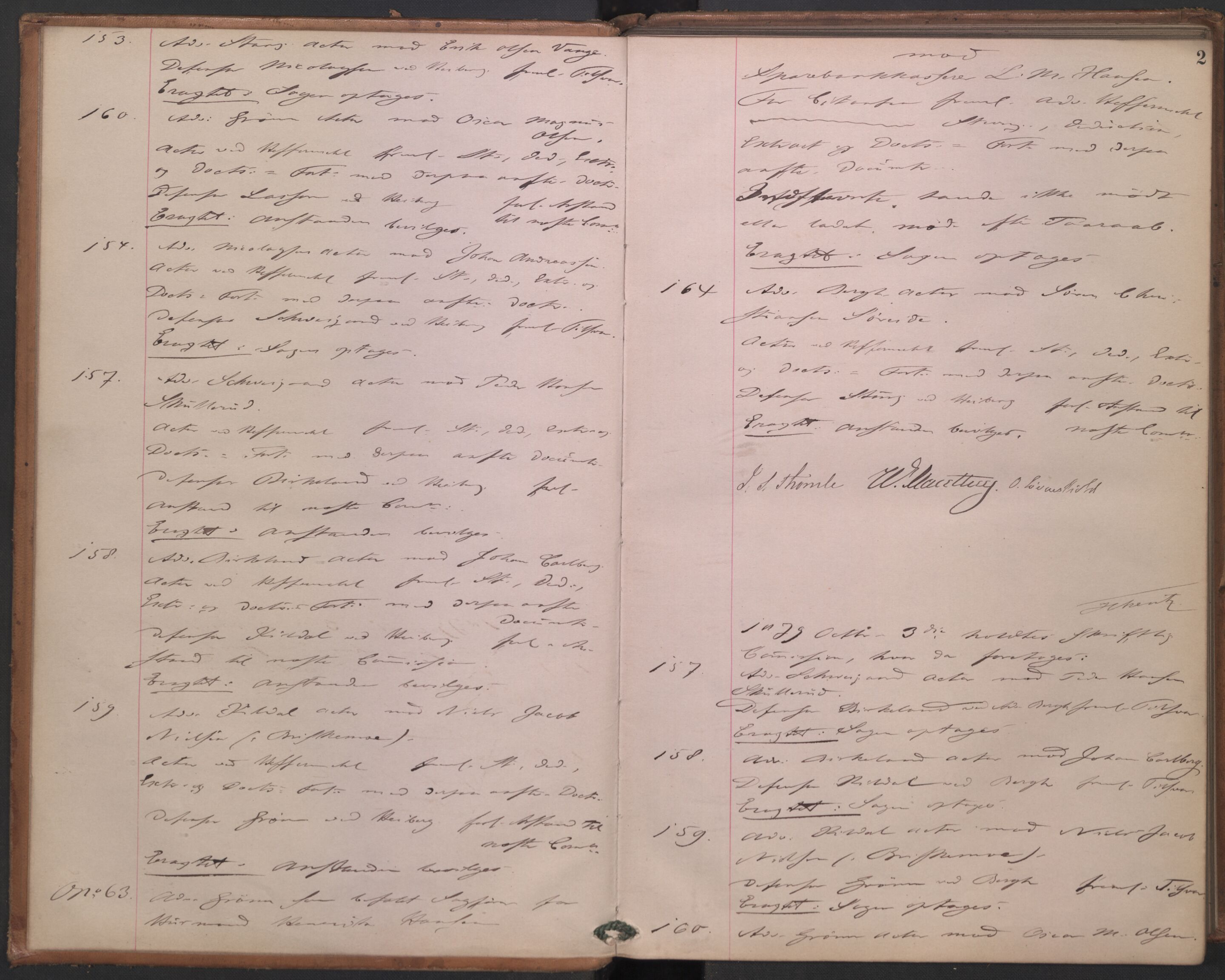 Høyesterett, AV/RA-S-1002/E/Ef/L0014: Protokoll over saker som gikk til skriftlig behandling, 1879-1884, p. 1b-2a