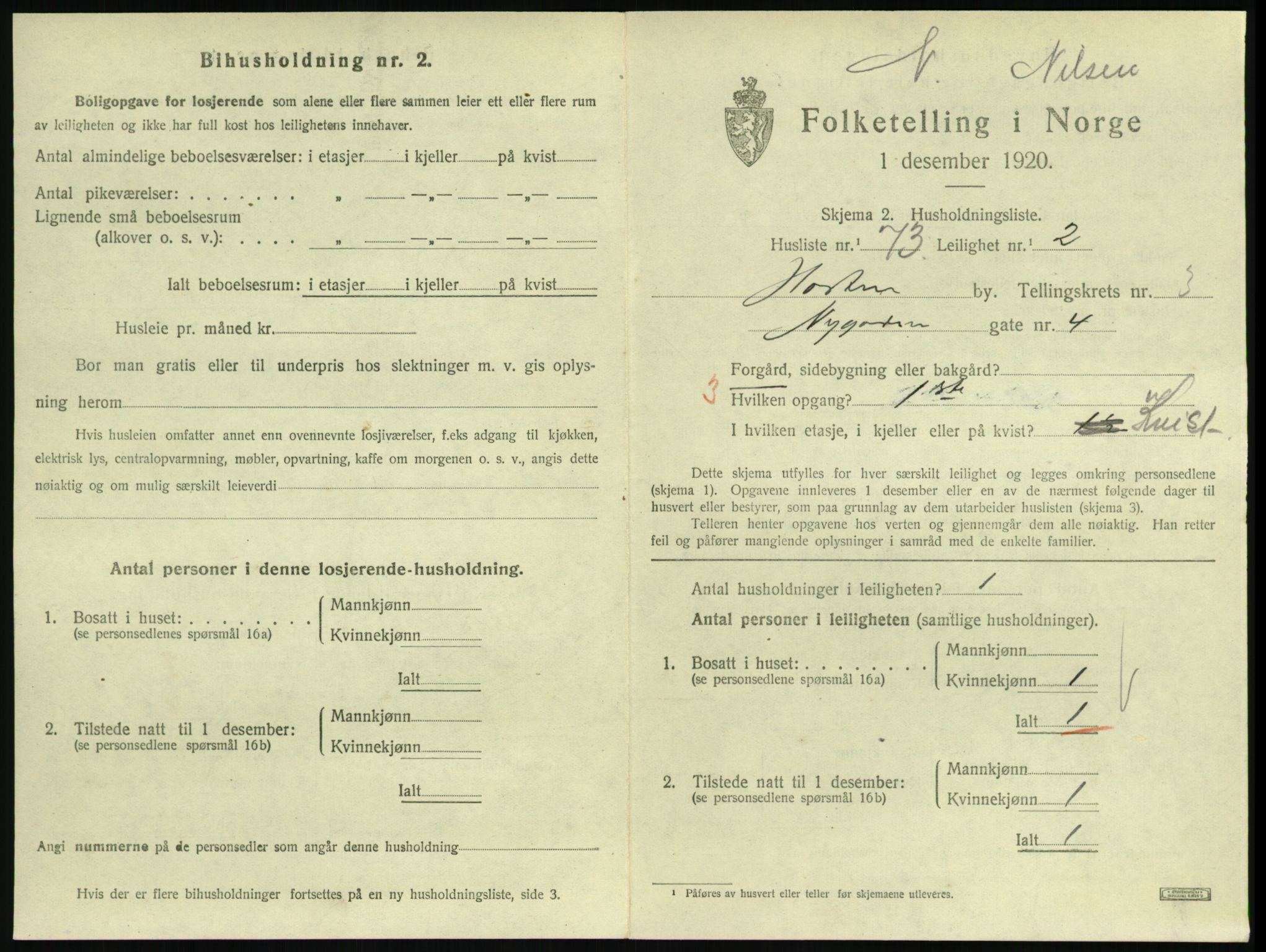 SAKO, 1920 census for Horten, 1920, p. 4383