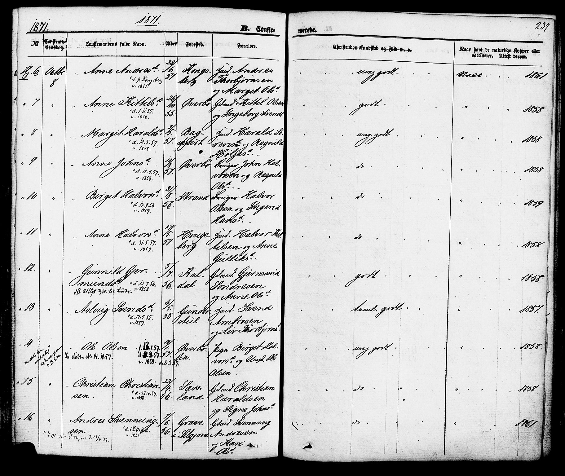 Hjartdal kirkebøker, SAKO/A-270/F/Fa/L0009: Parish register (official) no. I 9, 1860-1879, p. 237