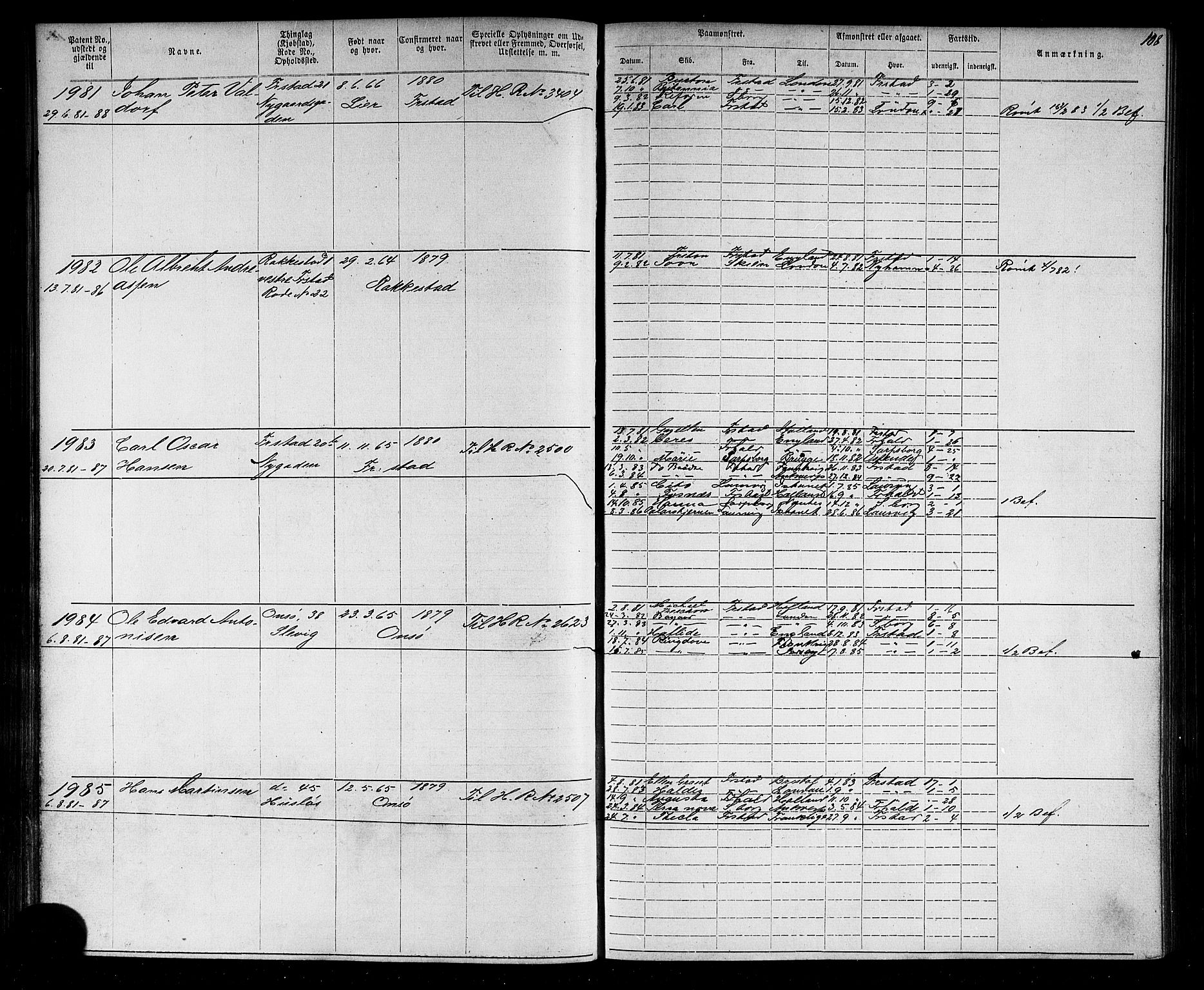 Fredrikstad mønstringskontor, AV/SAO-A-10569b/F/Fc/Fca/L0004: Annotasjonsrulle, 1885-1893, p. 111