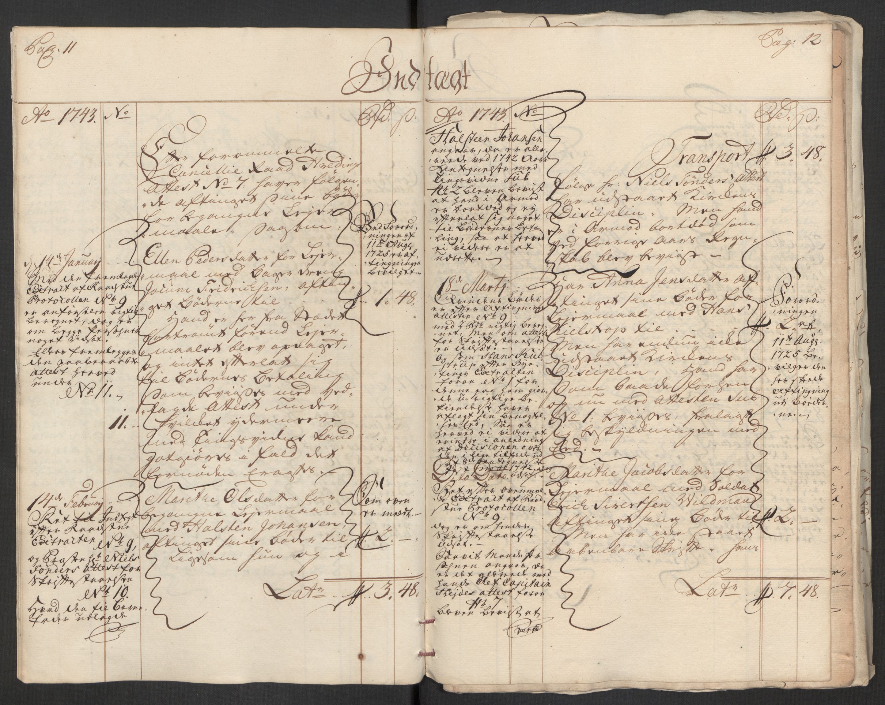 Rentekammeret inntil 1814, Reviderte regnskaper, Byregnskaper, AV/RA-EA-4066/R/Rs/L0541: [S22] Sikt og sakefall, 1743-1746, p. 9