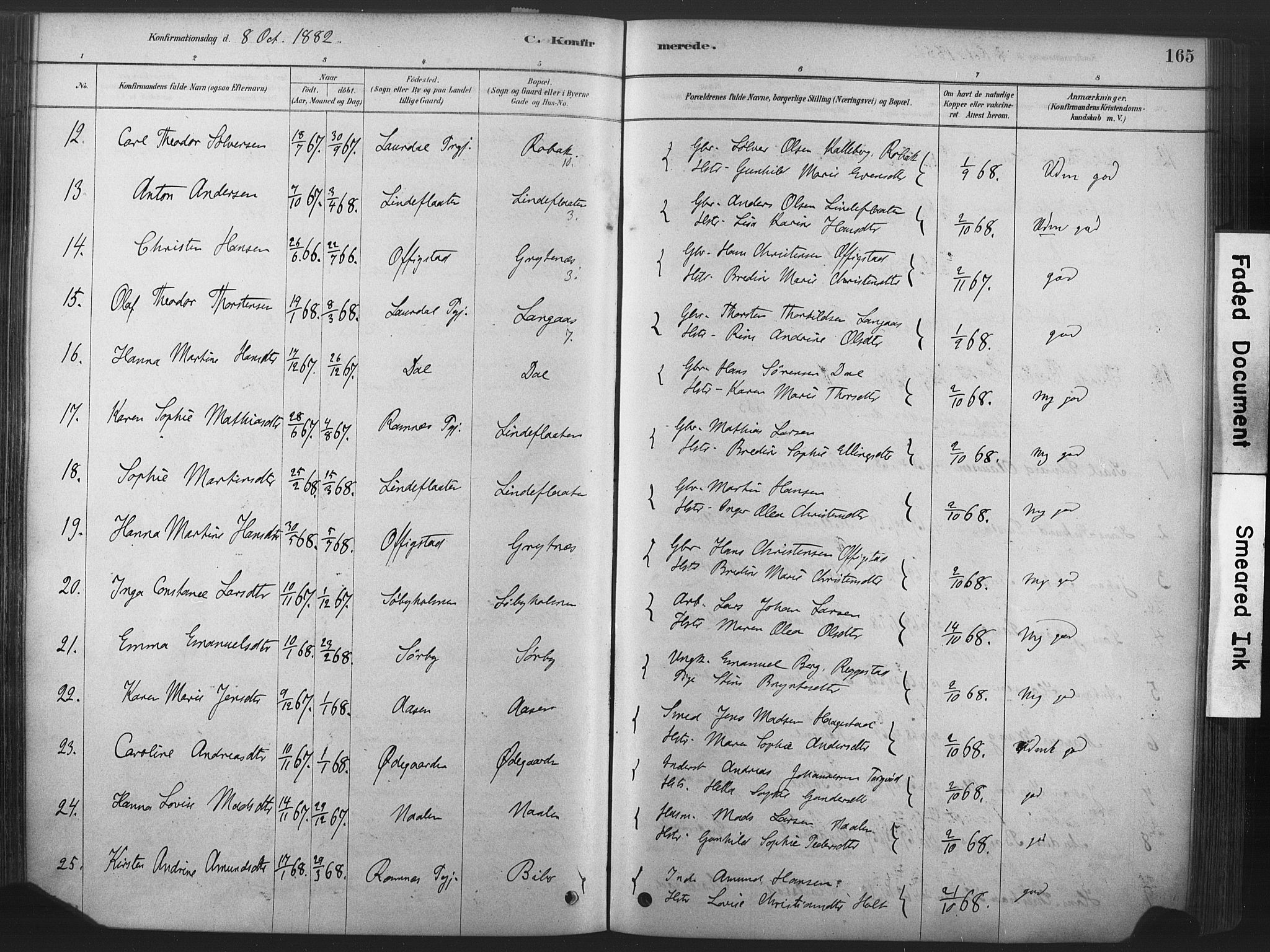 Våle kirkebøker, AV/SAKO-A-334/F/Fa/L0011: Parish register (official) no. I 11, 1878-1906, p. 165