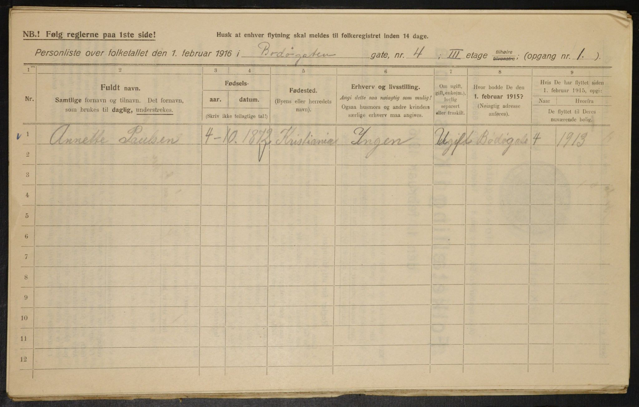 OBA, Municipal Census 1916 for Kristiania, 1916, p. 6794