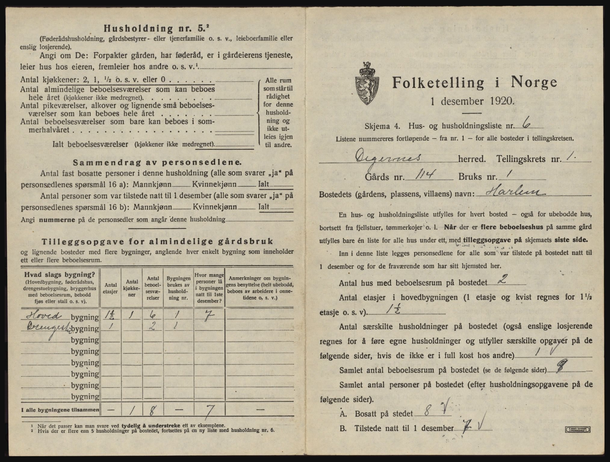 SAO, 1920 census for Degernes, 1920, p. 38