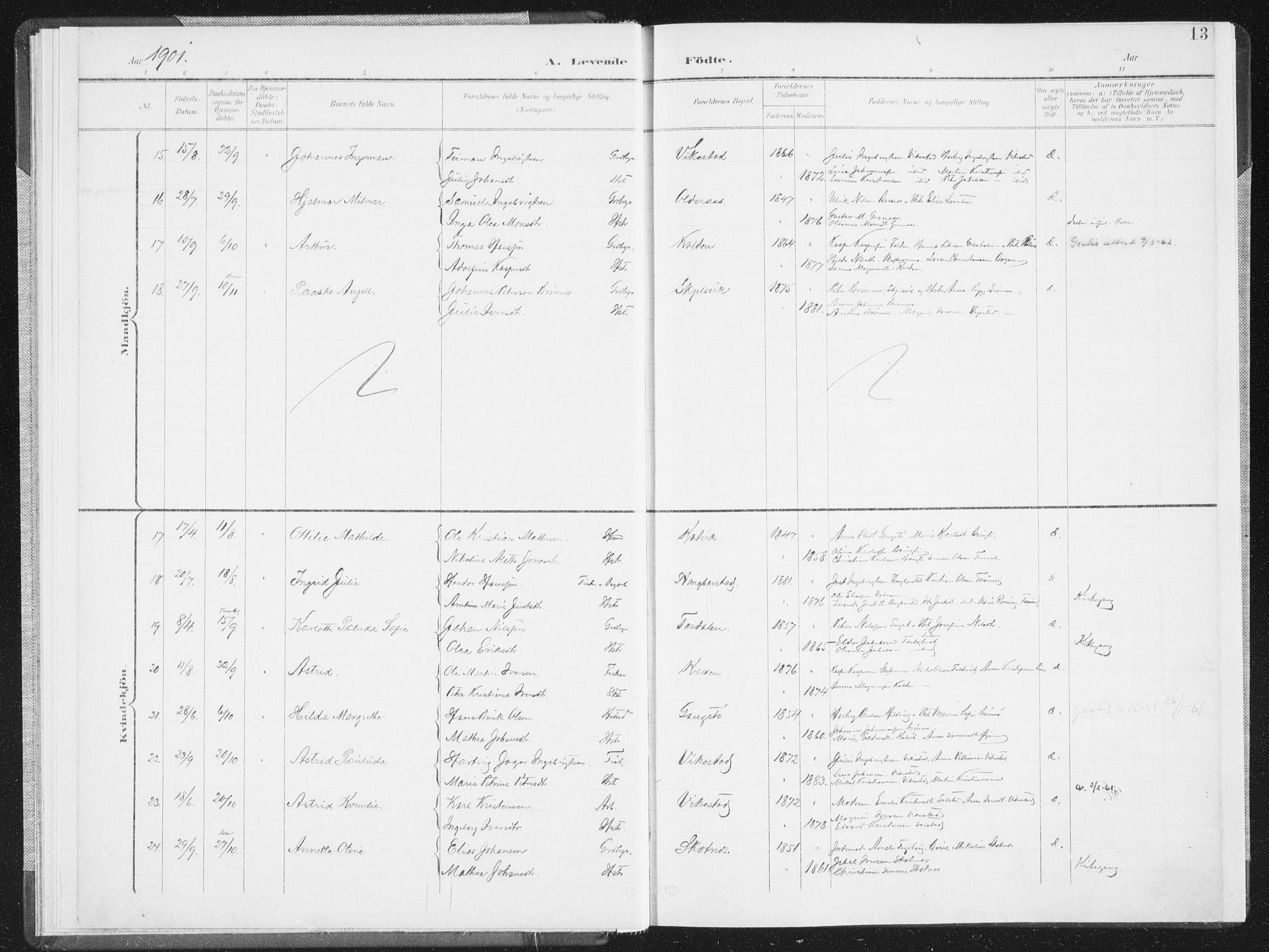 Ministerialprotokoller, klokkerbøker og fødselsregistre - Nordland, AV/SAT-A-1459/810/L0153: Parish register (official) no. 810A12, 1899-1914, p. 13