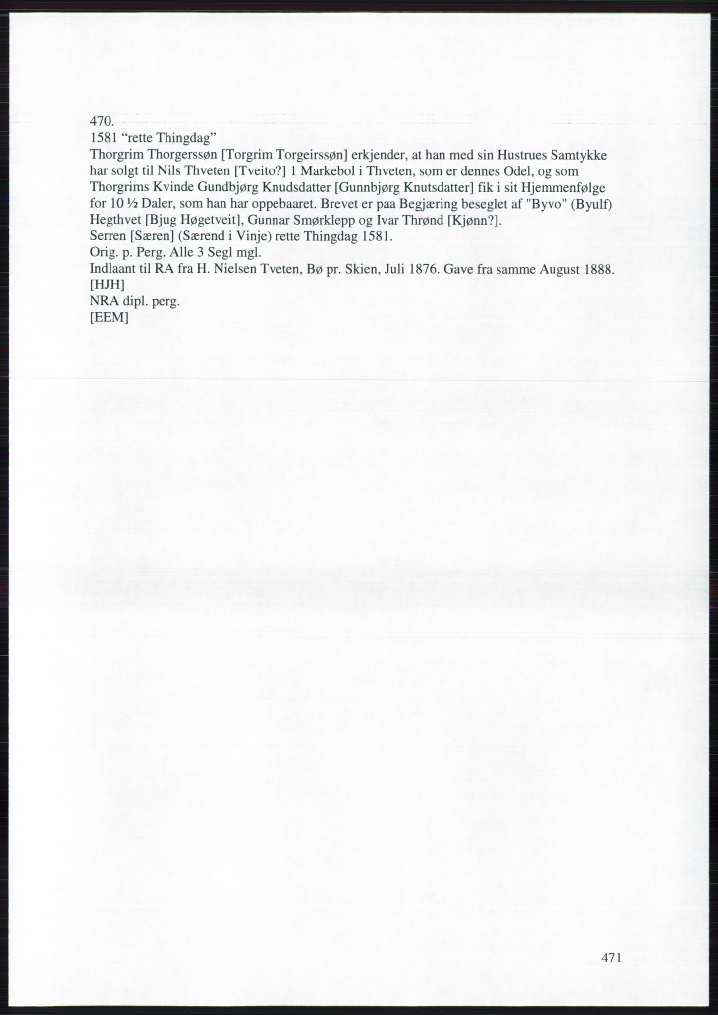 Riksarkivets diplomsamling, AV/RA-EA-5965, 1572-1581, p. 471