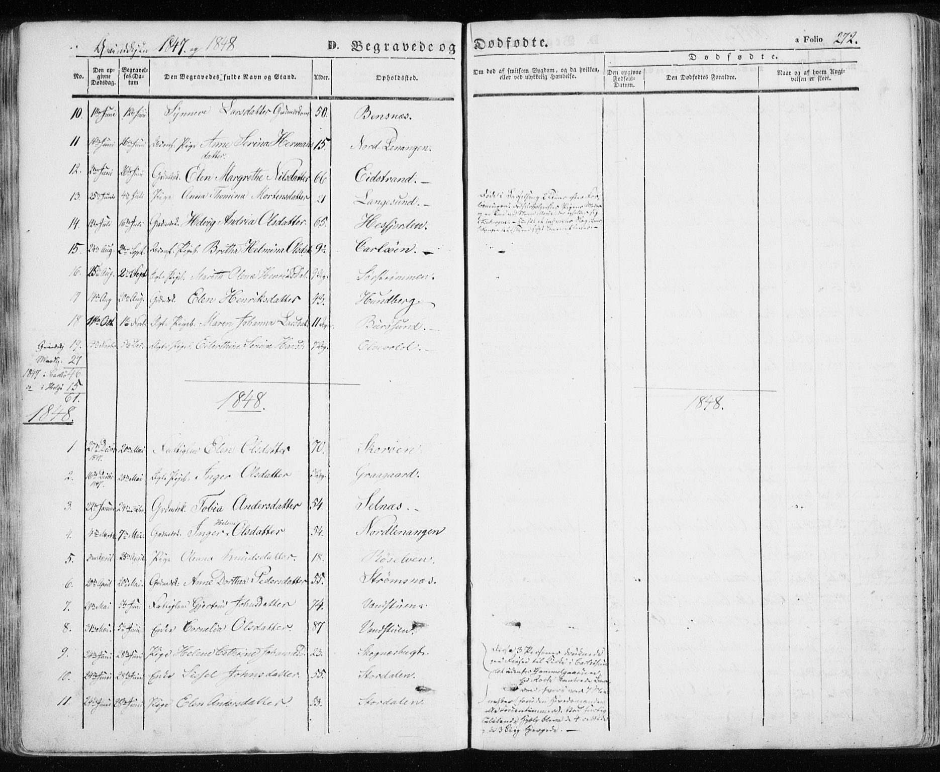 Karlsøy sokneprestembete, SATØ/S-1299/H/Ha/Haa/L0003kirke: Parish register (official) no. 3, 1843-1860, p. 272