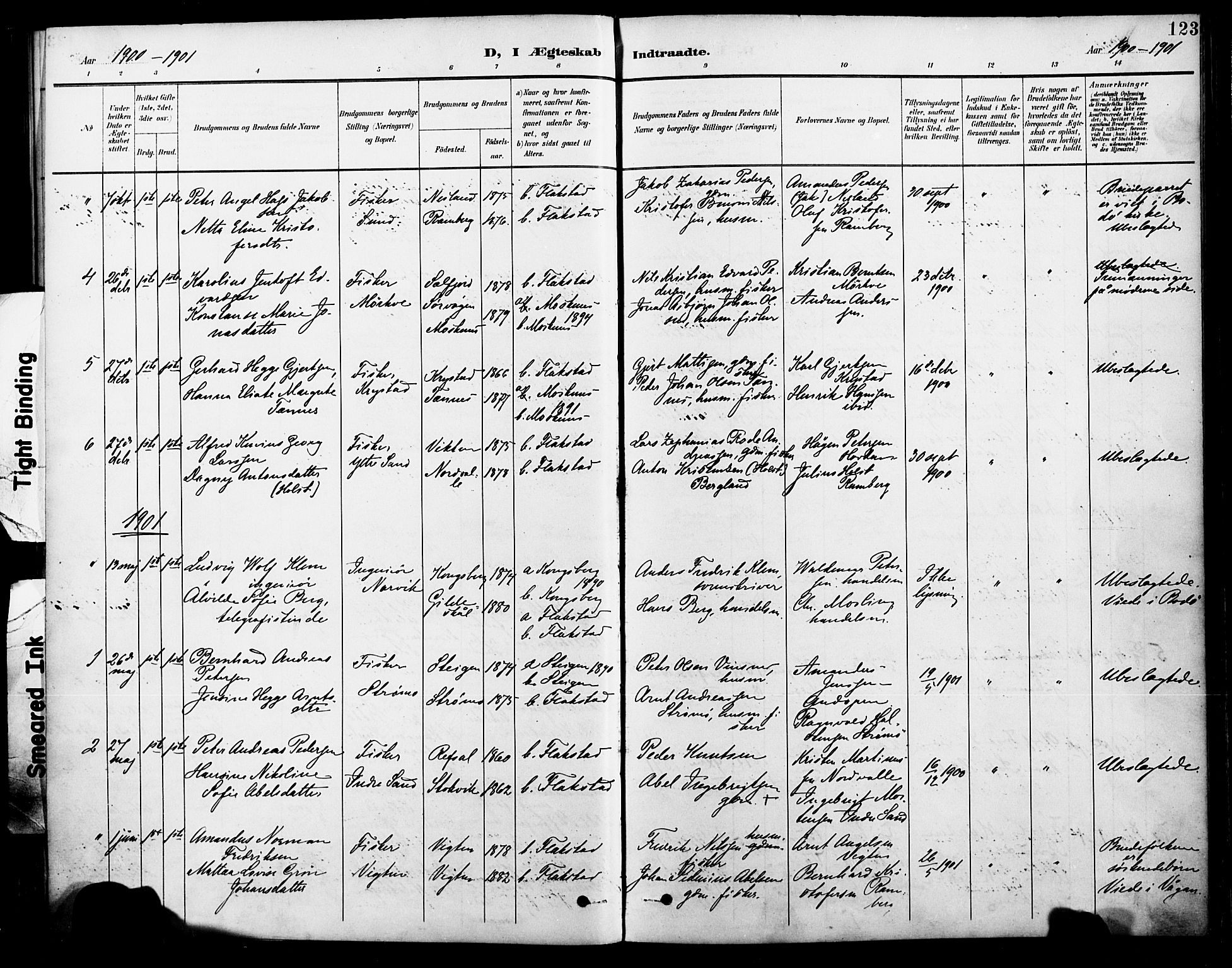 Ministerialprotokoller, klokkerbøker og fødselsregistre - Nordland, SAT/A-1459/885/L1205: Parish register (official) no. 885A06, 1892-1905, p. 123