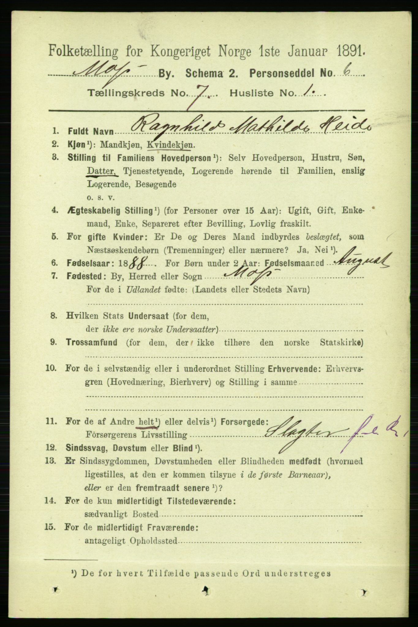 RA, 1891 census for 0104 Moss, 1891, p. 3557