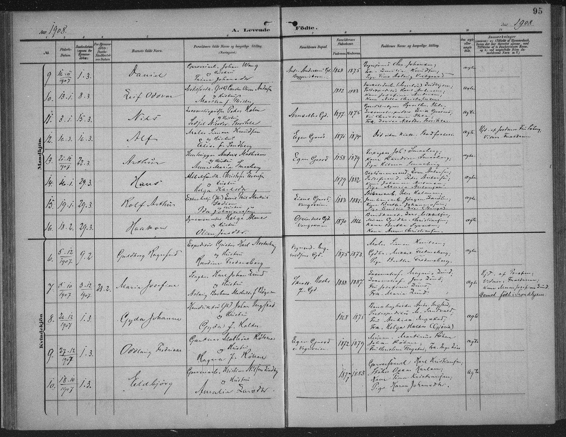 Hamar prestekontor, AV/SAH-DOMPH-002/H/Ha/Haa/L0001: Parish register (official) no. 1, 1900-1914, p. 95