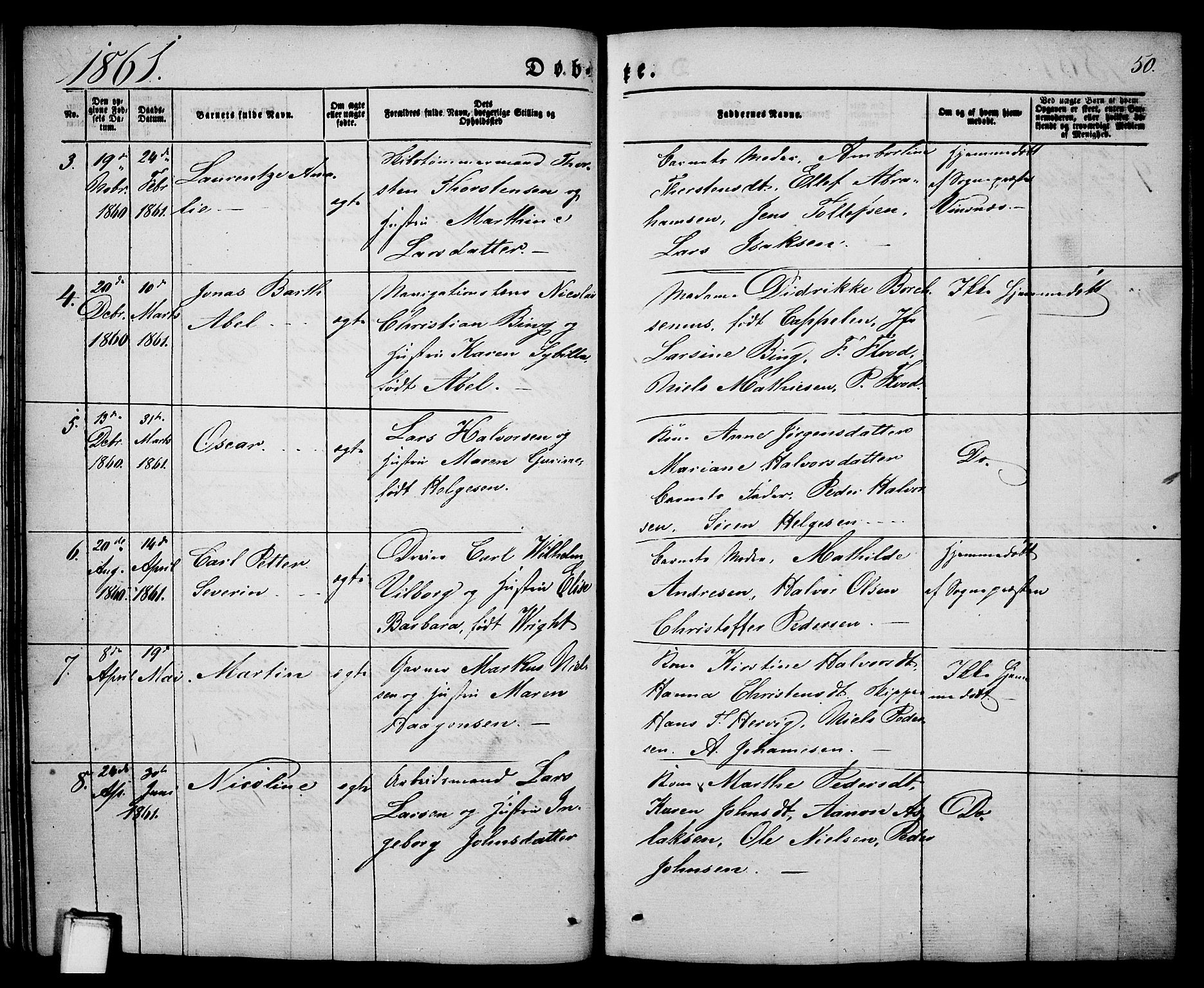 Porsgrunn kirkebøker , SAKO/A-104/G/Ga/L0002: Parish register (copy) no. I 2, 1847-1877, p. 50