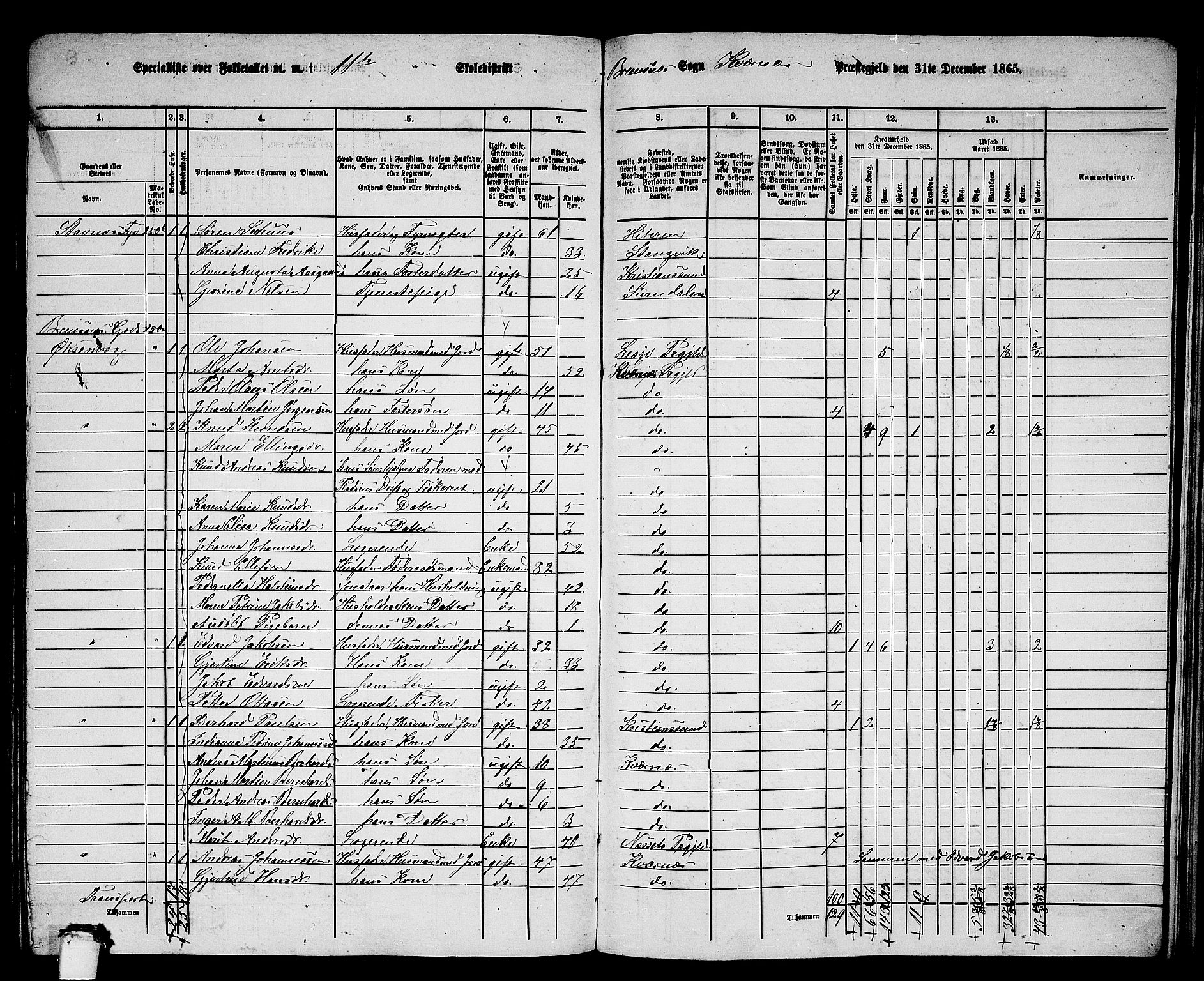 RA, 1865 census for Kvernes, 1865, p. 197