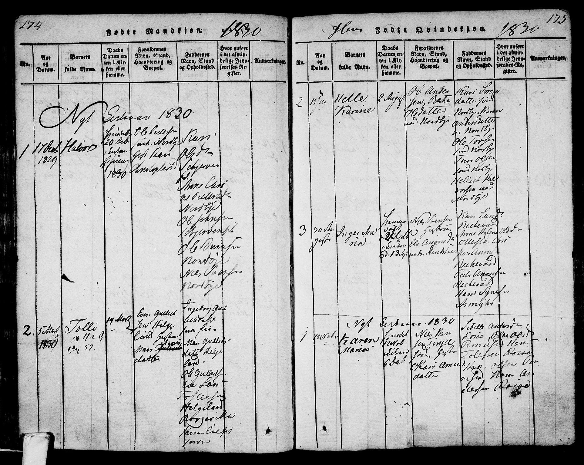 Lardal kirkebøker, SAKO/A-350/F/Fa/L0005: Parish register (official) no. I 5, 1814-1835, p. 174-175