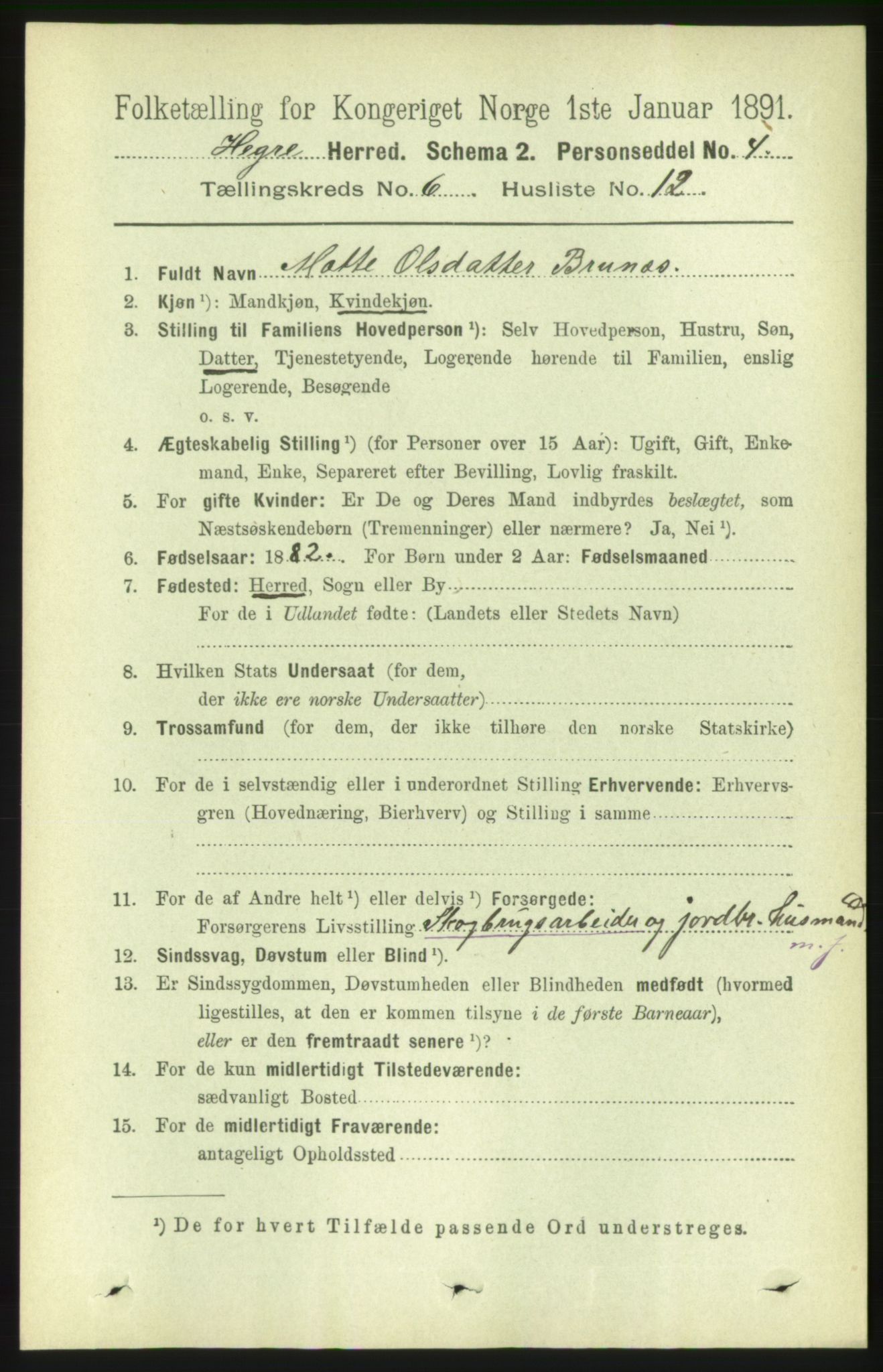 RA, 1891 census for 1712 Hegra, 1891, p. 2417