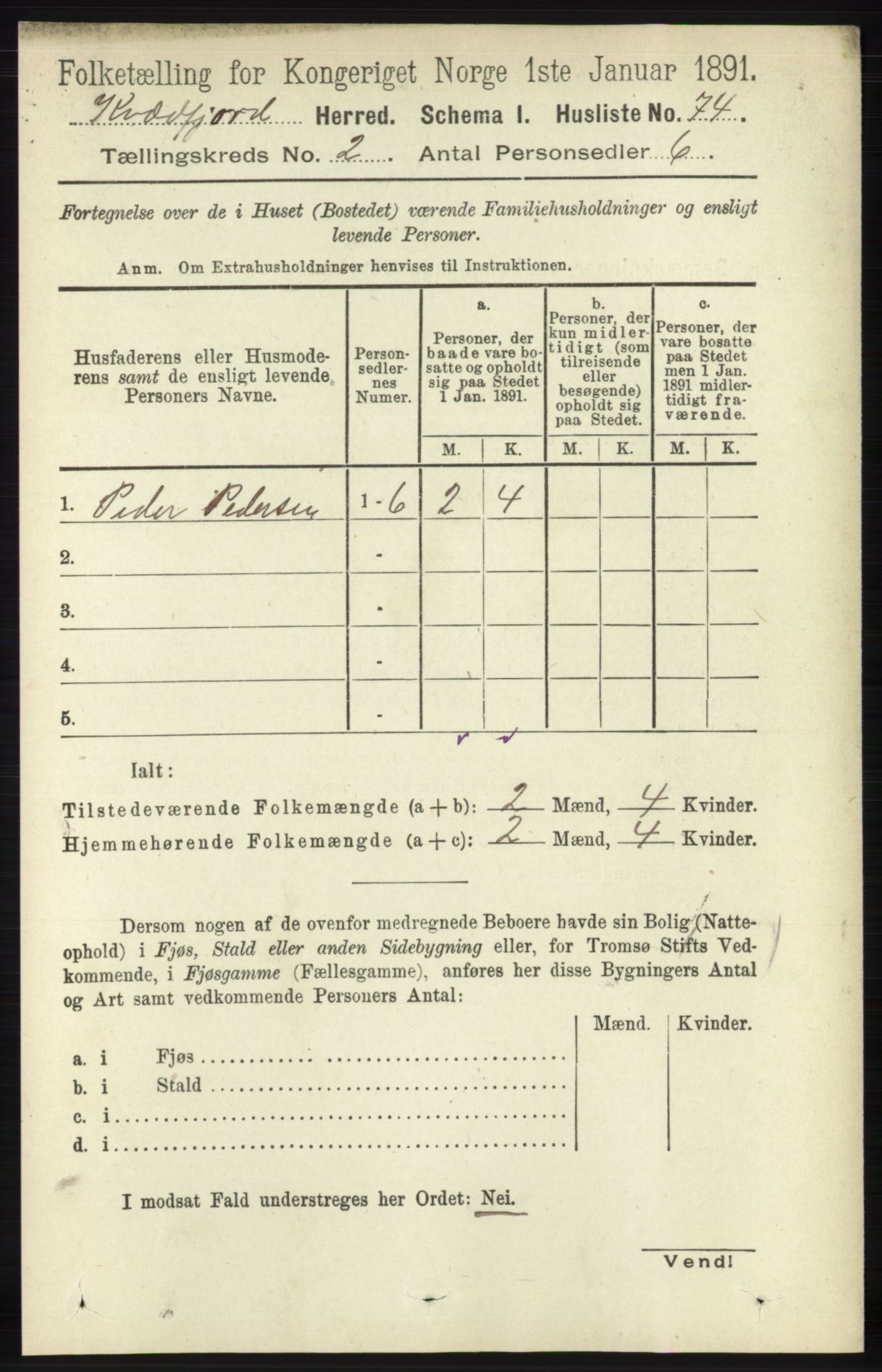 RA, 1891 census for 1911 Kvæfjord, 1891, p. 701