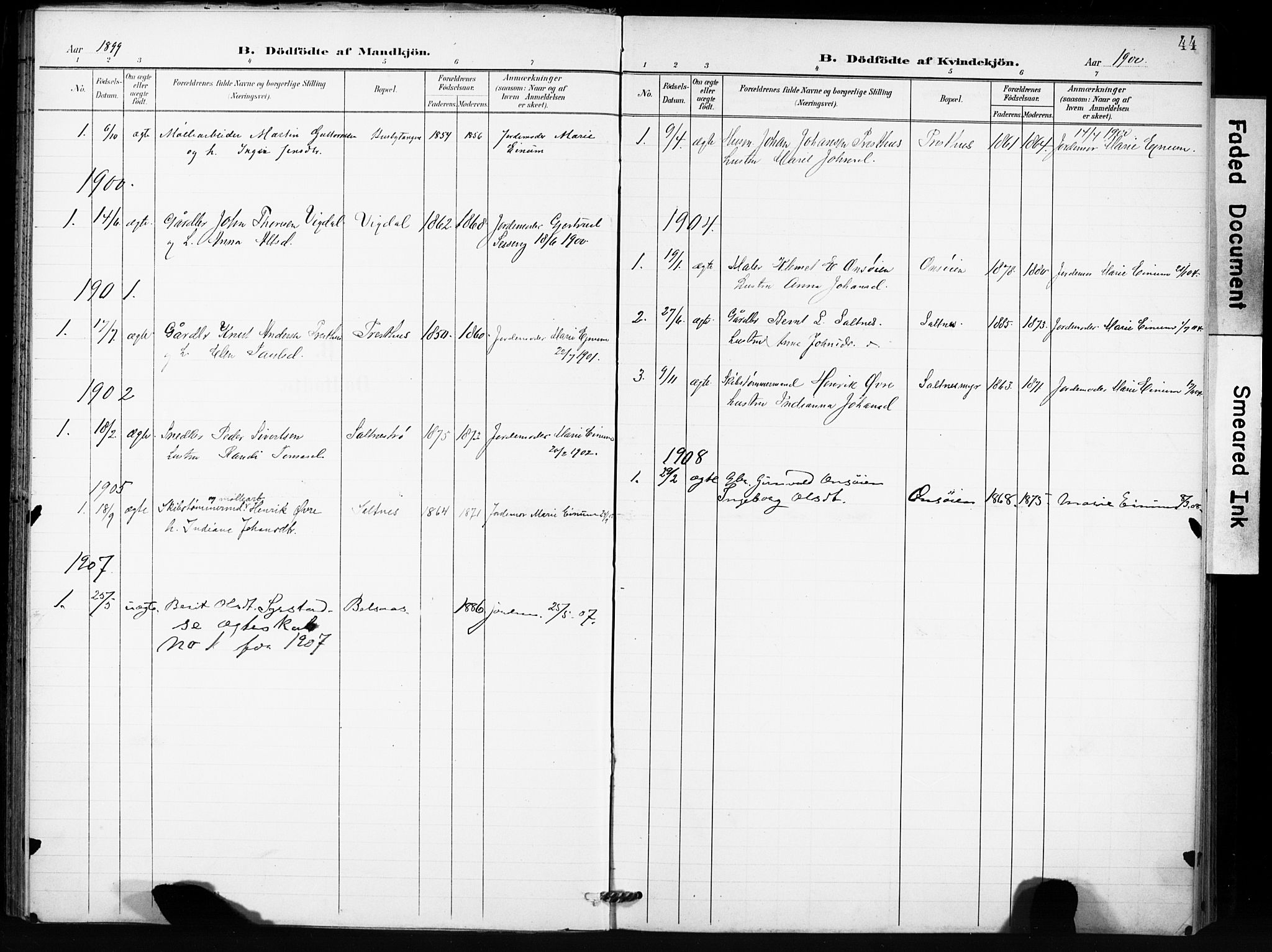 Ministerialprotokoller, klokkerbøker og fødselsregistre - Sør-Trøndelag, SAT/A-1456/666/L0787: Parish register (official) no. 666A05, 1895-1908, p. 44
