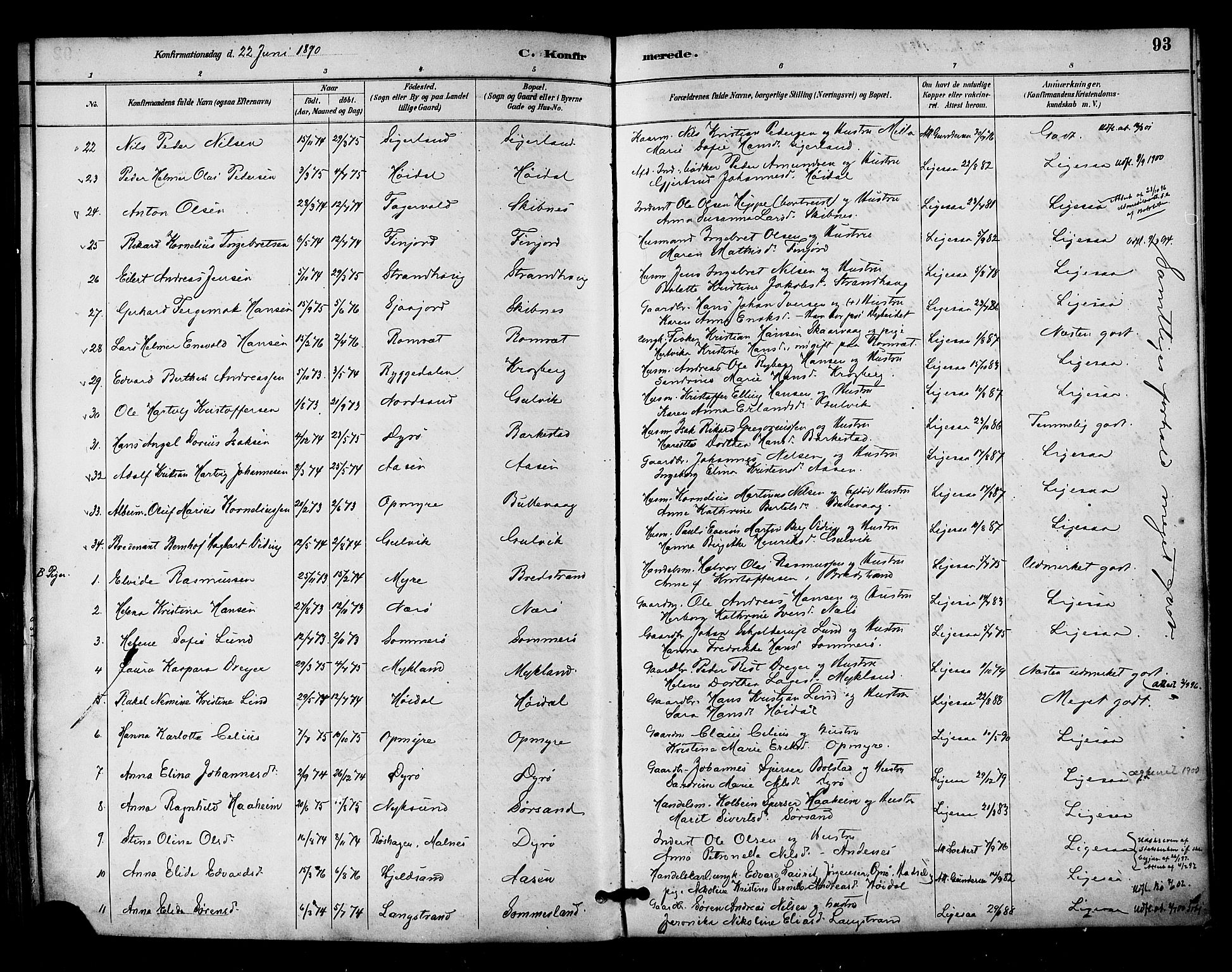 Ministerialprotokoller, klokkerbøker og fødselsregistre - Nordland, AV/SAT-A-1459/893/L1337: Parish register (official) no. 893A09, 1885-1893, p. 93