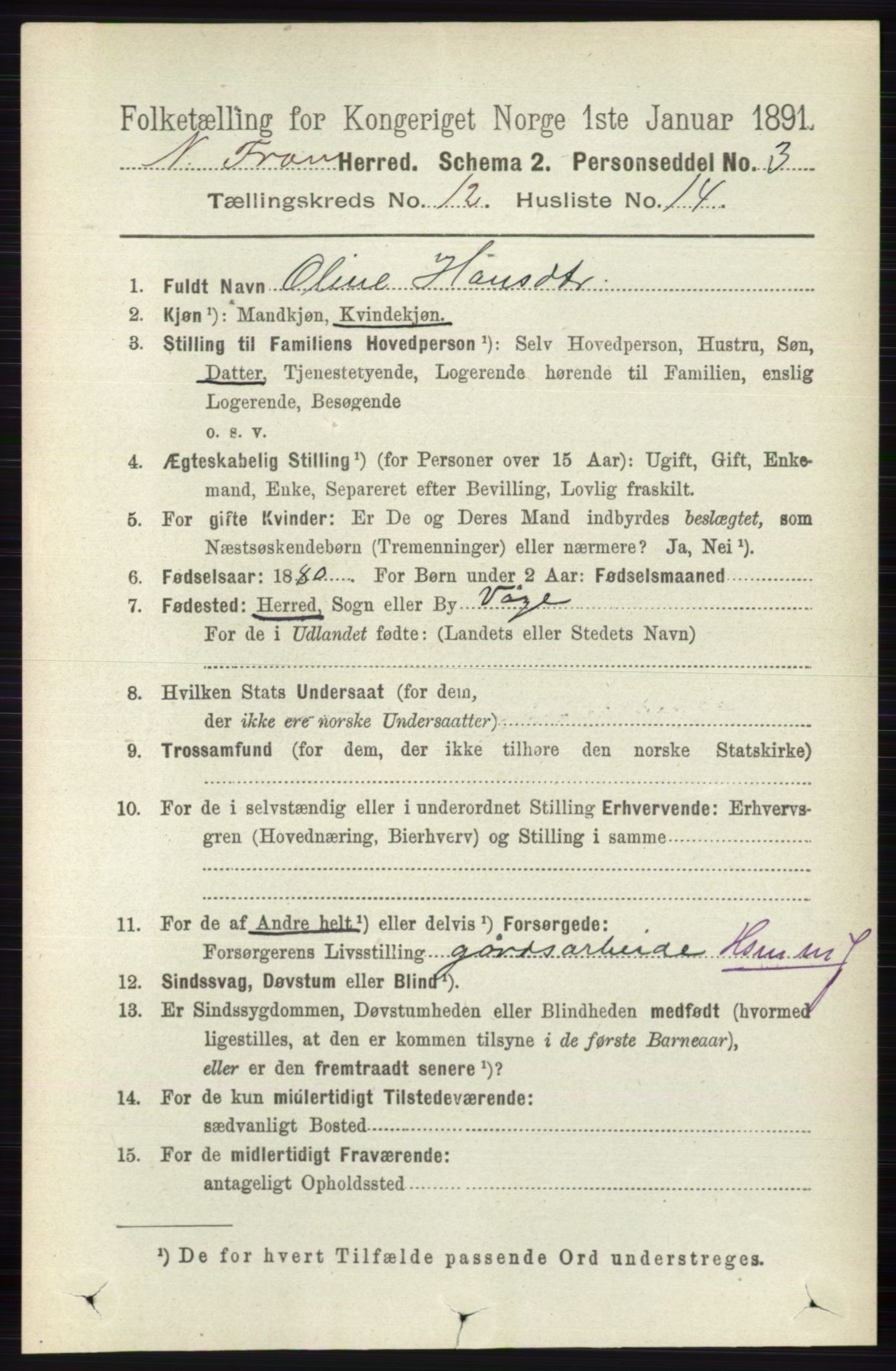 RA, 1891 census for 0518 Nord-Fron, 1891, p. 5173