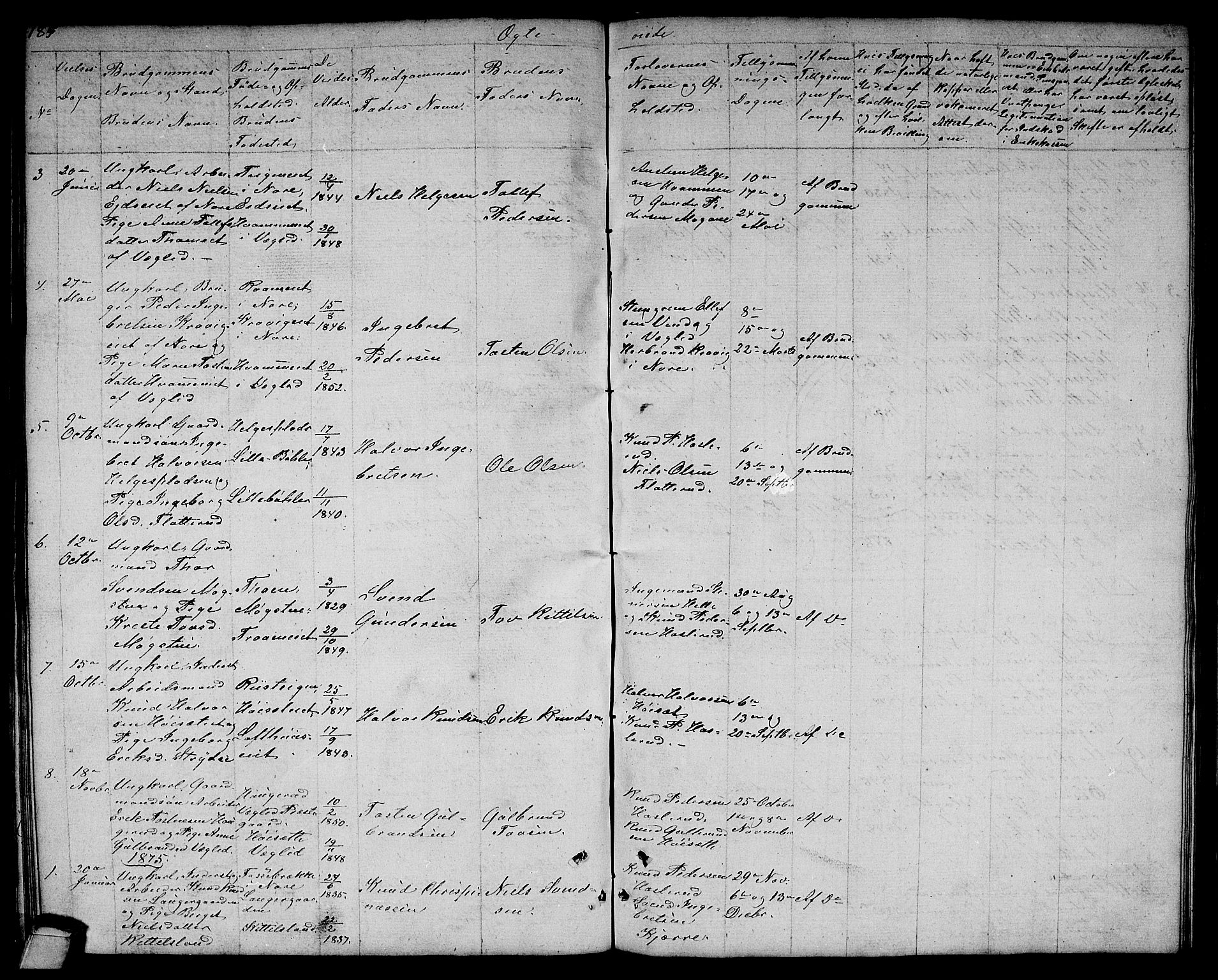 Rollag kirkebøker, SAKO/A-240/G/Gb/L0001: Parish register (copy) no. II 1, 1836-1877, p. 185