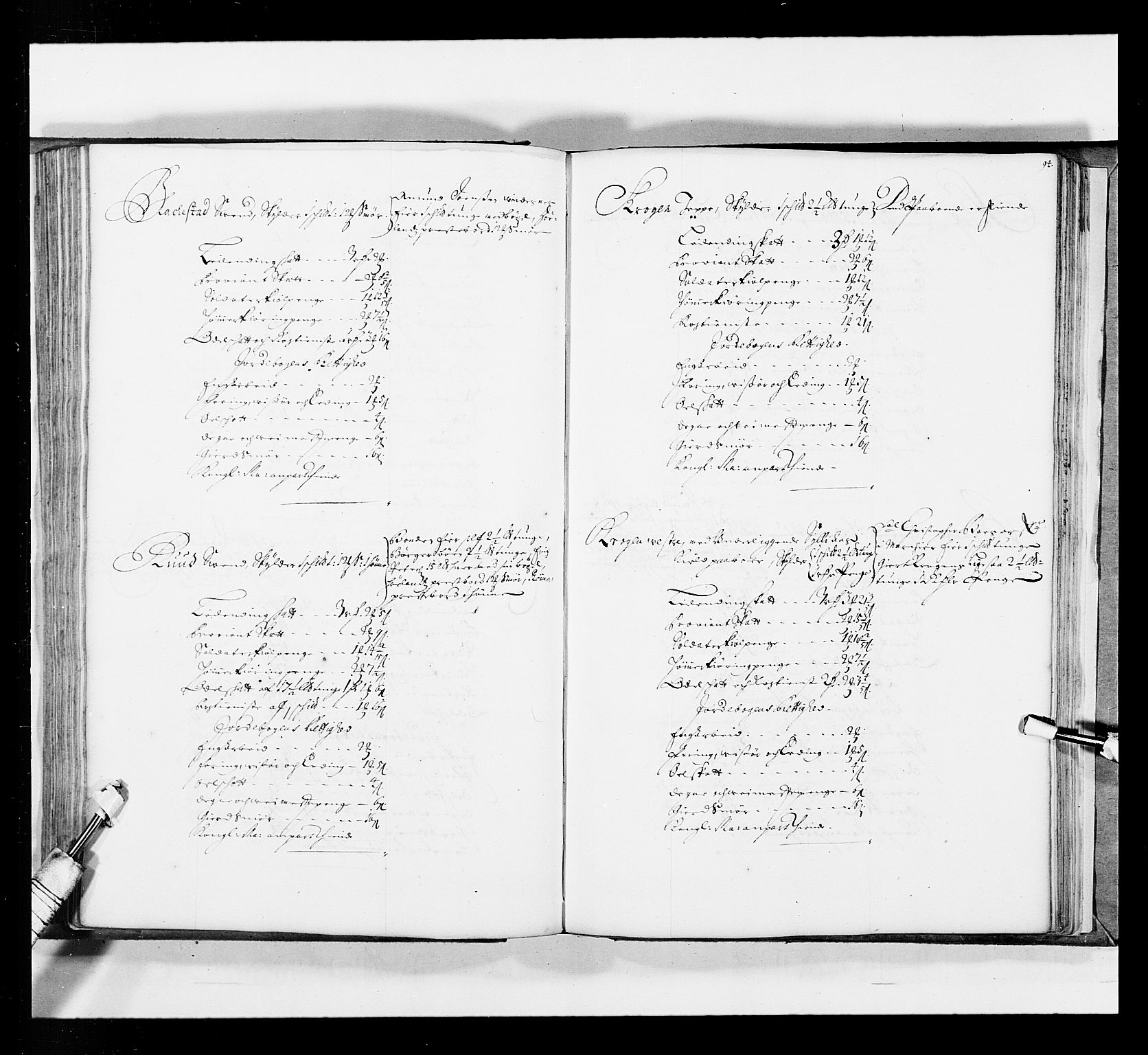 Stattholderembetet 1572-1771, AV/RA-EA-2870/Ek/L0035/0001: Jordebøker 1662-1720: / Matrikkel for Nedre Romerike, 1695, p. 93b-94a